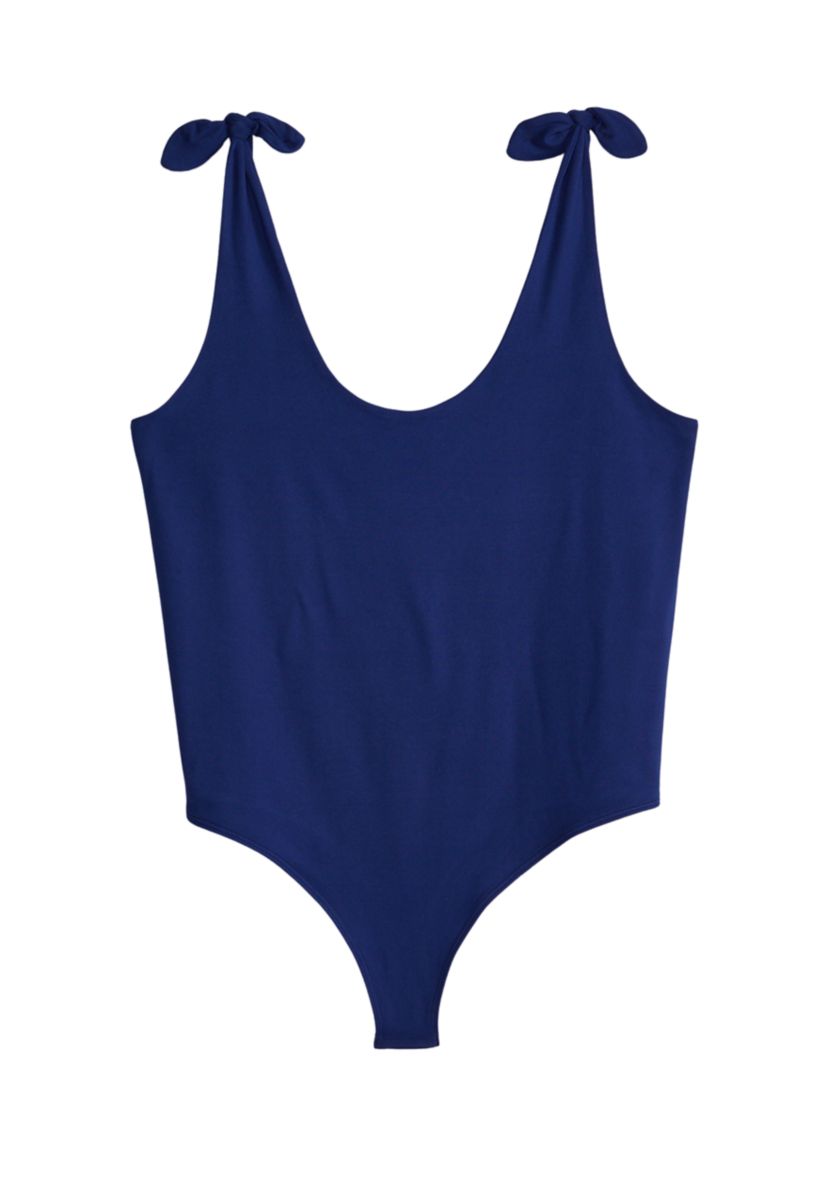 Plus Size Tie Strap Tank Bodysuit 