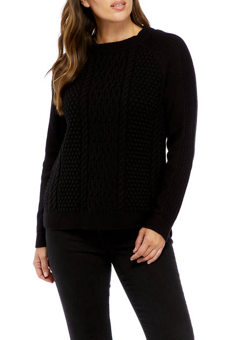 Crown & Ivy™ Womens Long Sleeve Cable Knit