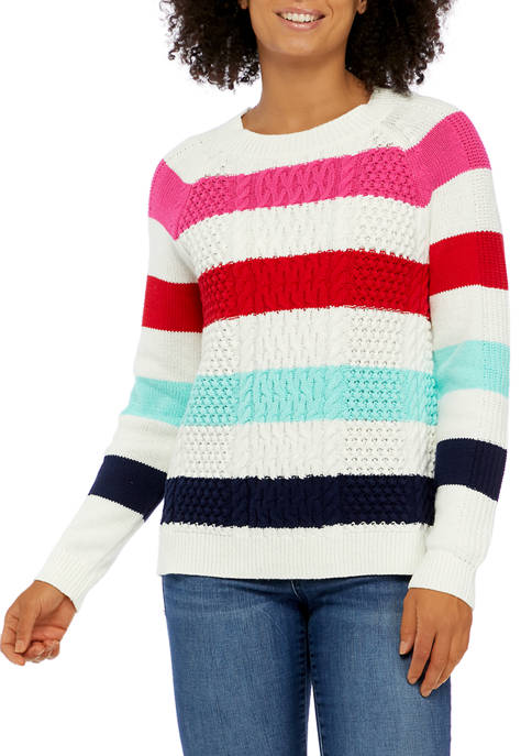 Womens Long Sleeve Cable Knit Sweater