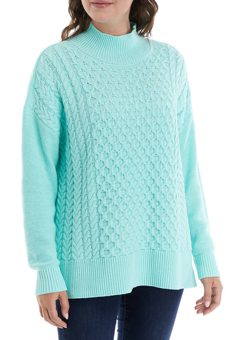 Crown & Ivy™ Womens Long Sleeve Cable Knit