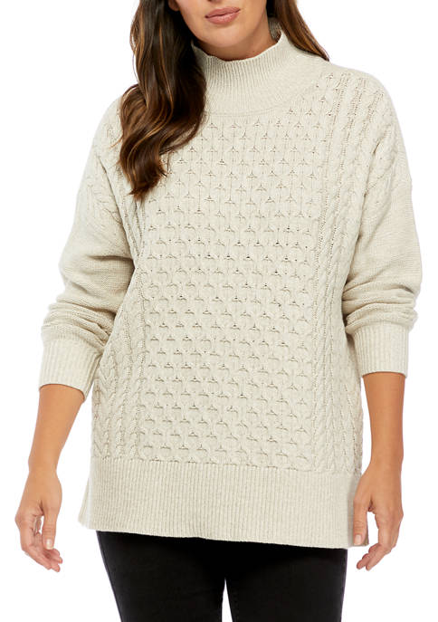 Womens Long Sleeve Mock Neck Sweater