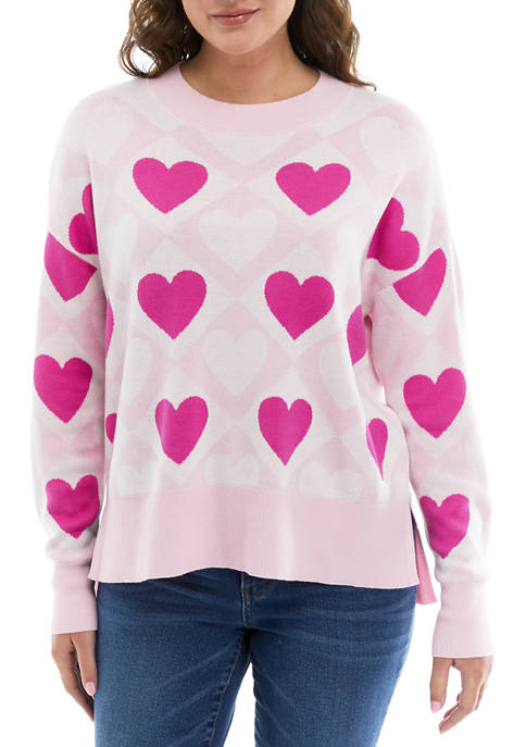 Crown & Ivy™ Womens Long Sleeve Allover Heart