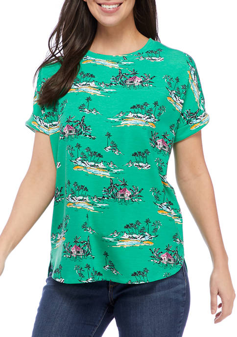 Crown & Ivy™ Womens Short Sleeve Baby Terry