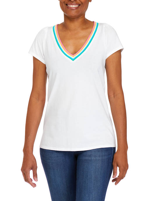 Crown & Ivy™ Womens Short Sleeve V-Neck T-Shirt