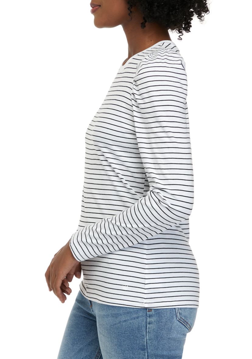 Womens Puff Sleeve Striped T-Shirt 
