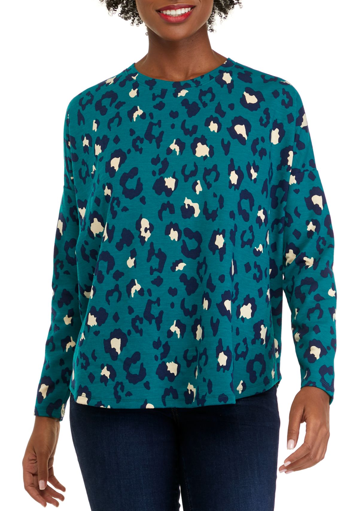 Womens Long Sleeve Baby Terry Printed T-Shirt