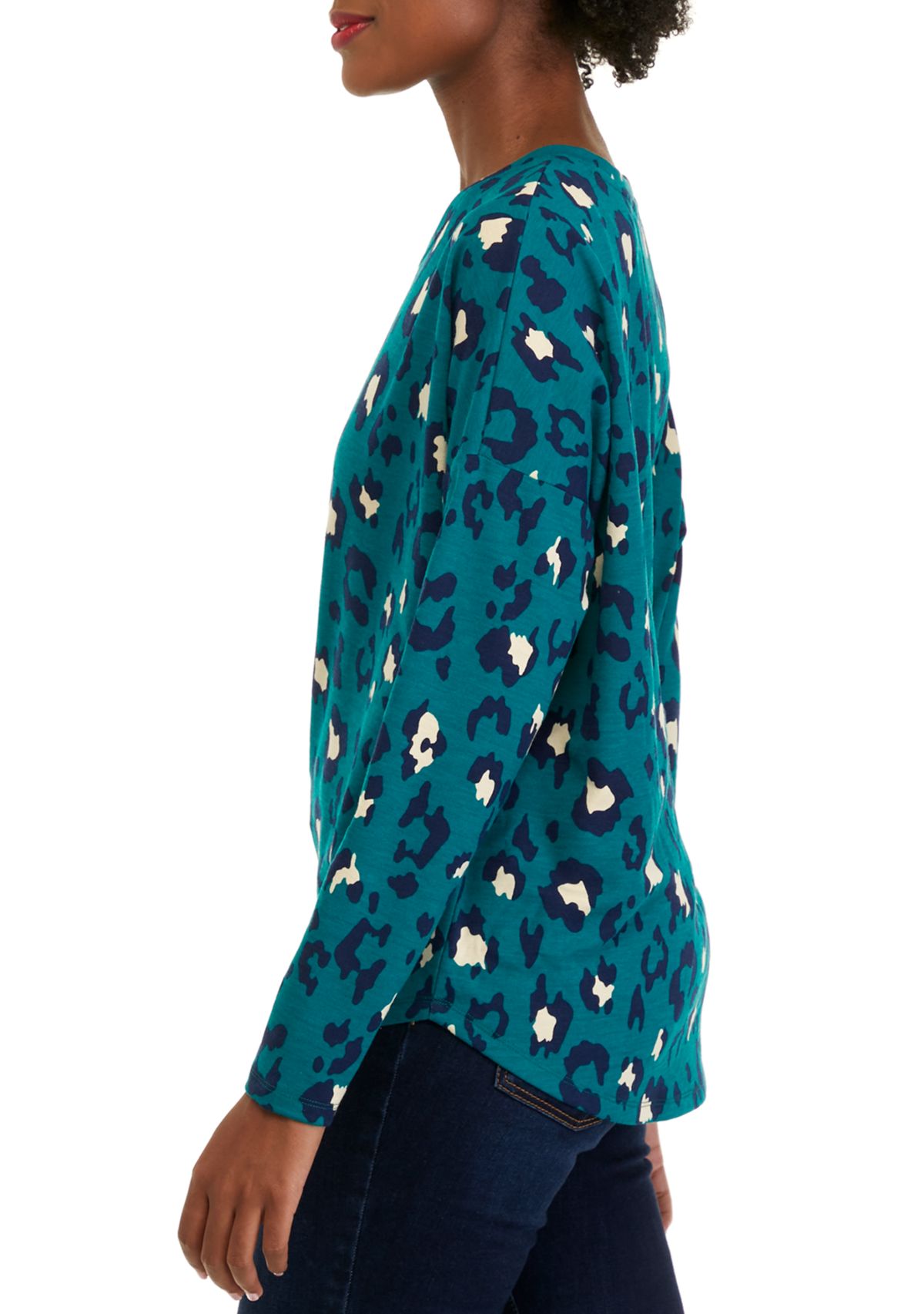 Womens Long Sleeve Baby Terry Printed T-Shirt