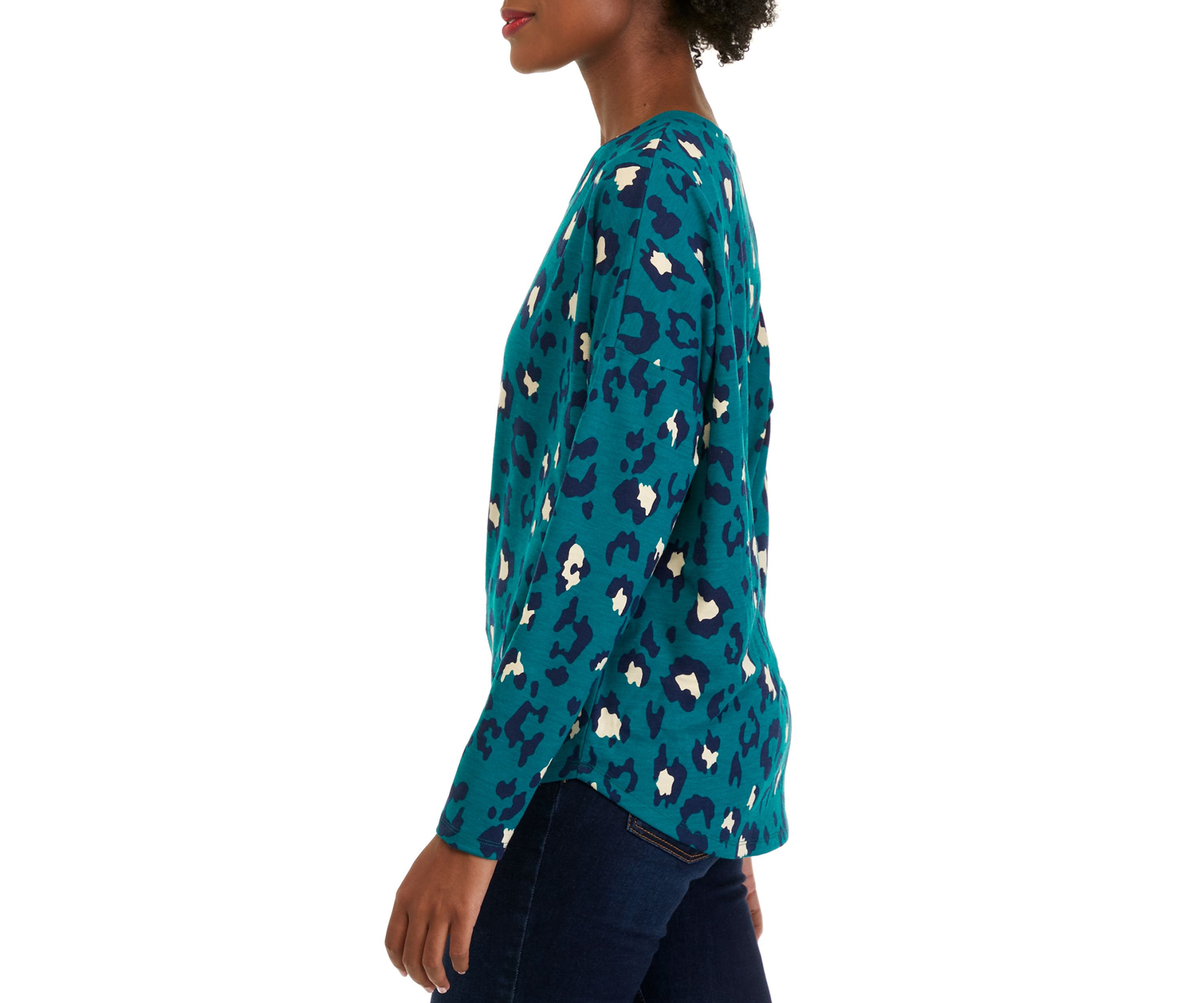 Womens Long Sleeve Baby Terry Printed T-Shirt