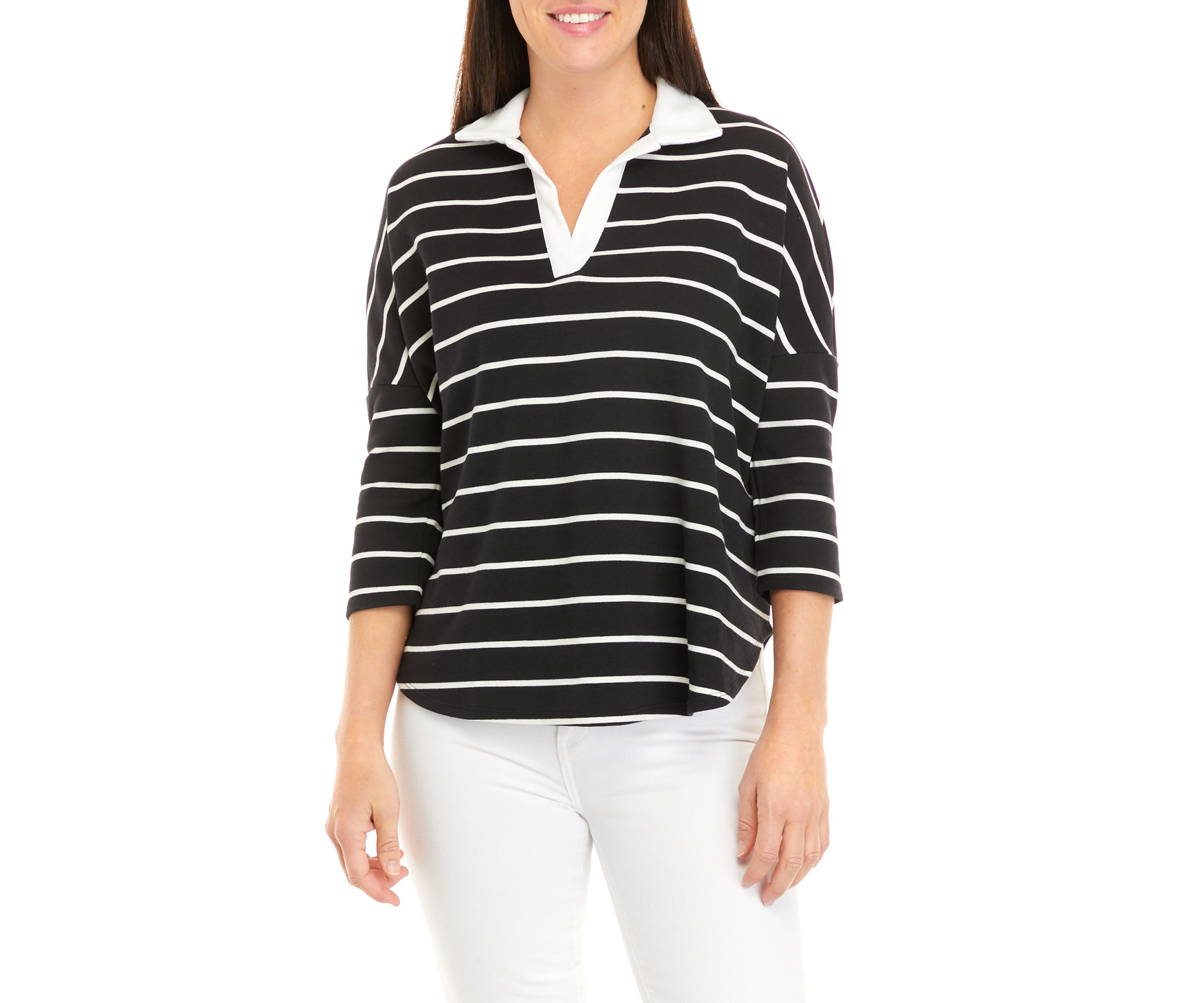 Womens 3/4 Sleeve Swing Polo Shirt
