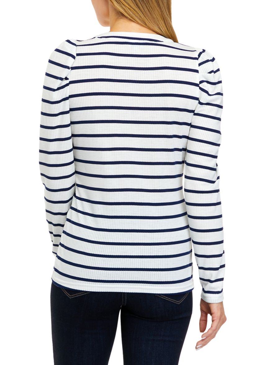 Womens Long Sleeve Ribbed Henley Top