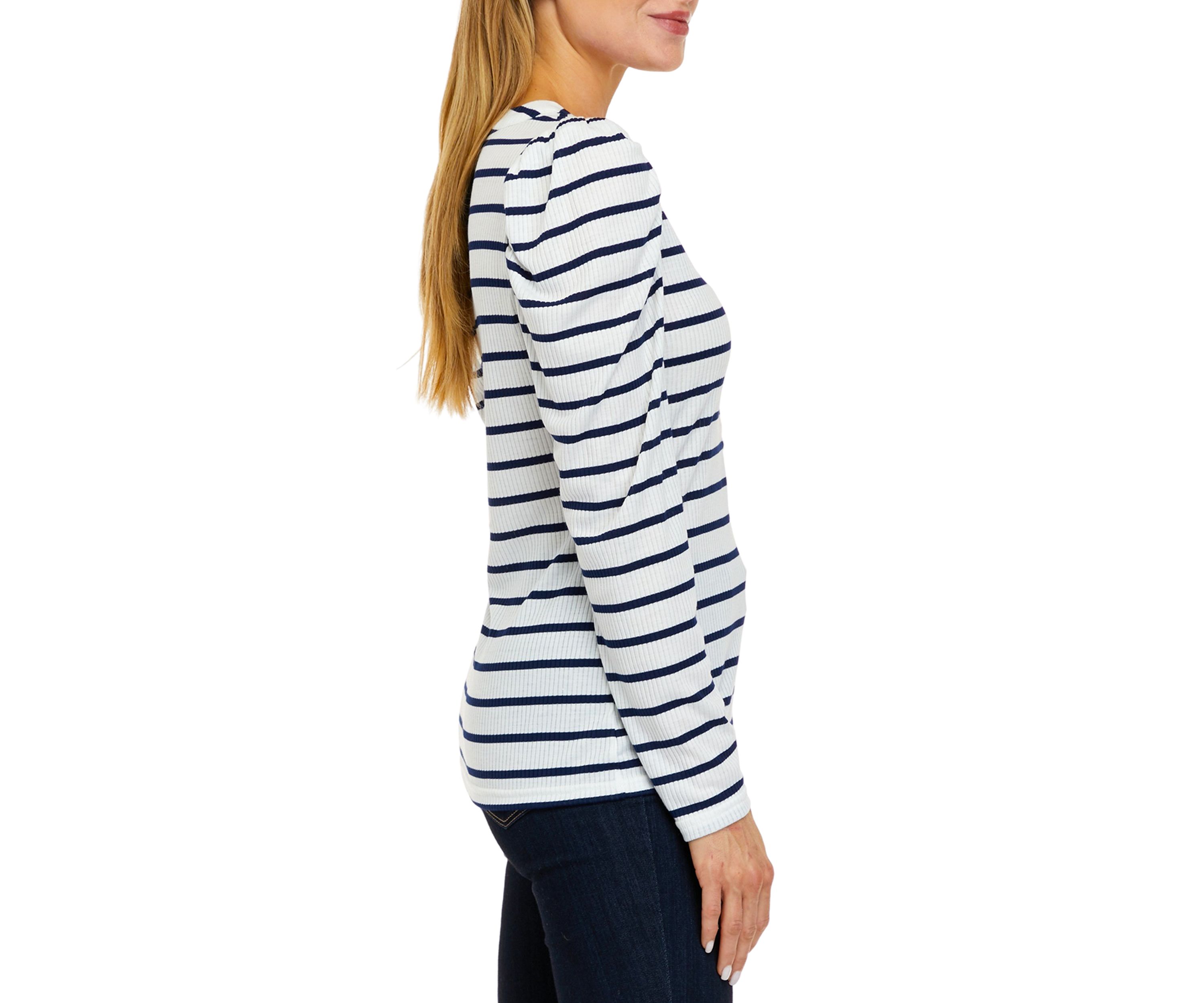 Womens Long Sleeve Ribbed Henley Top