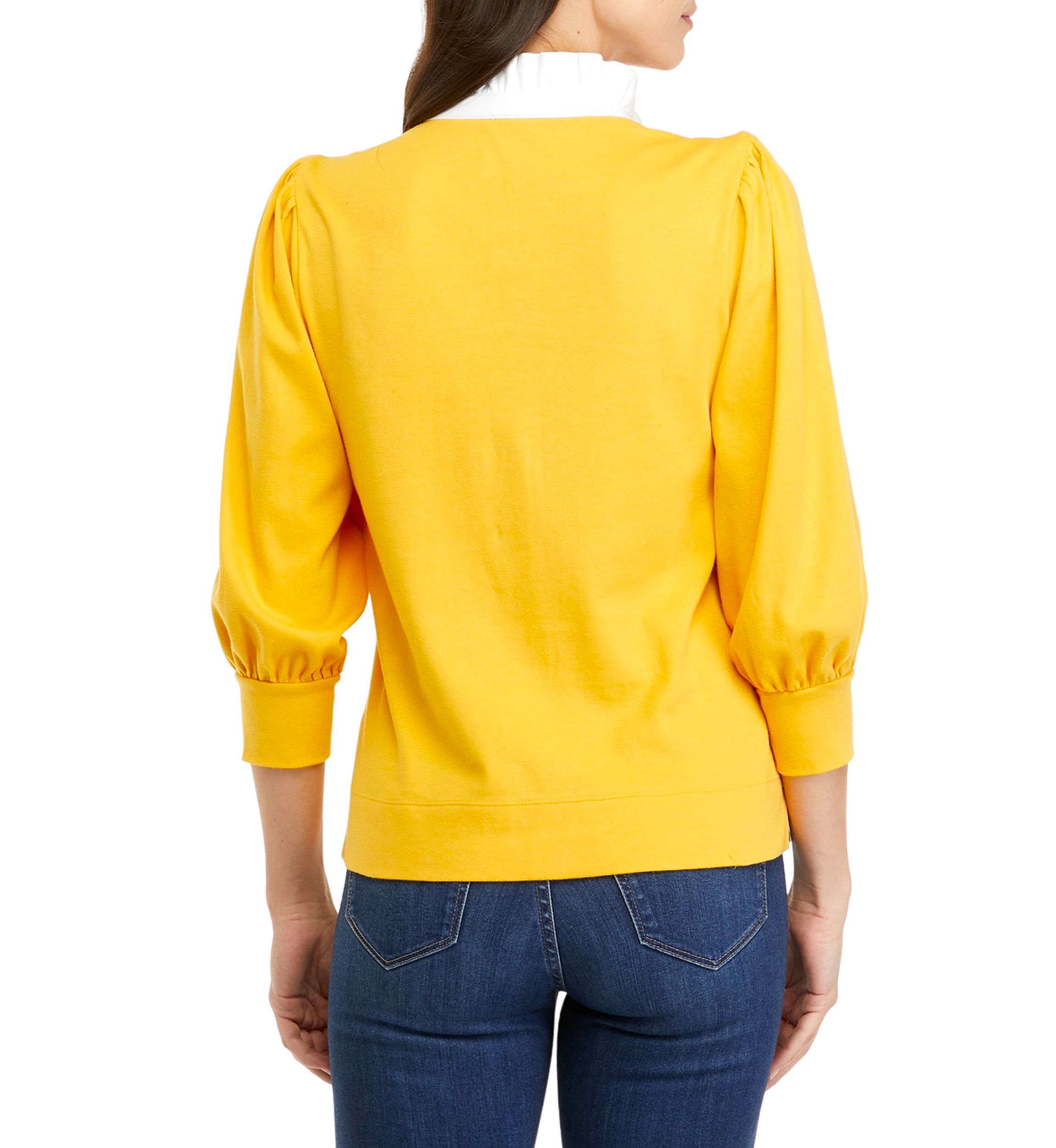 Womens 3/4 Sleeve Ruffle Swing Polo Shirt