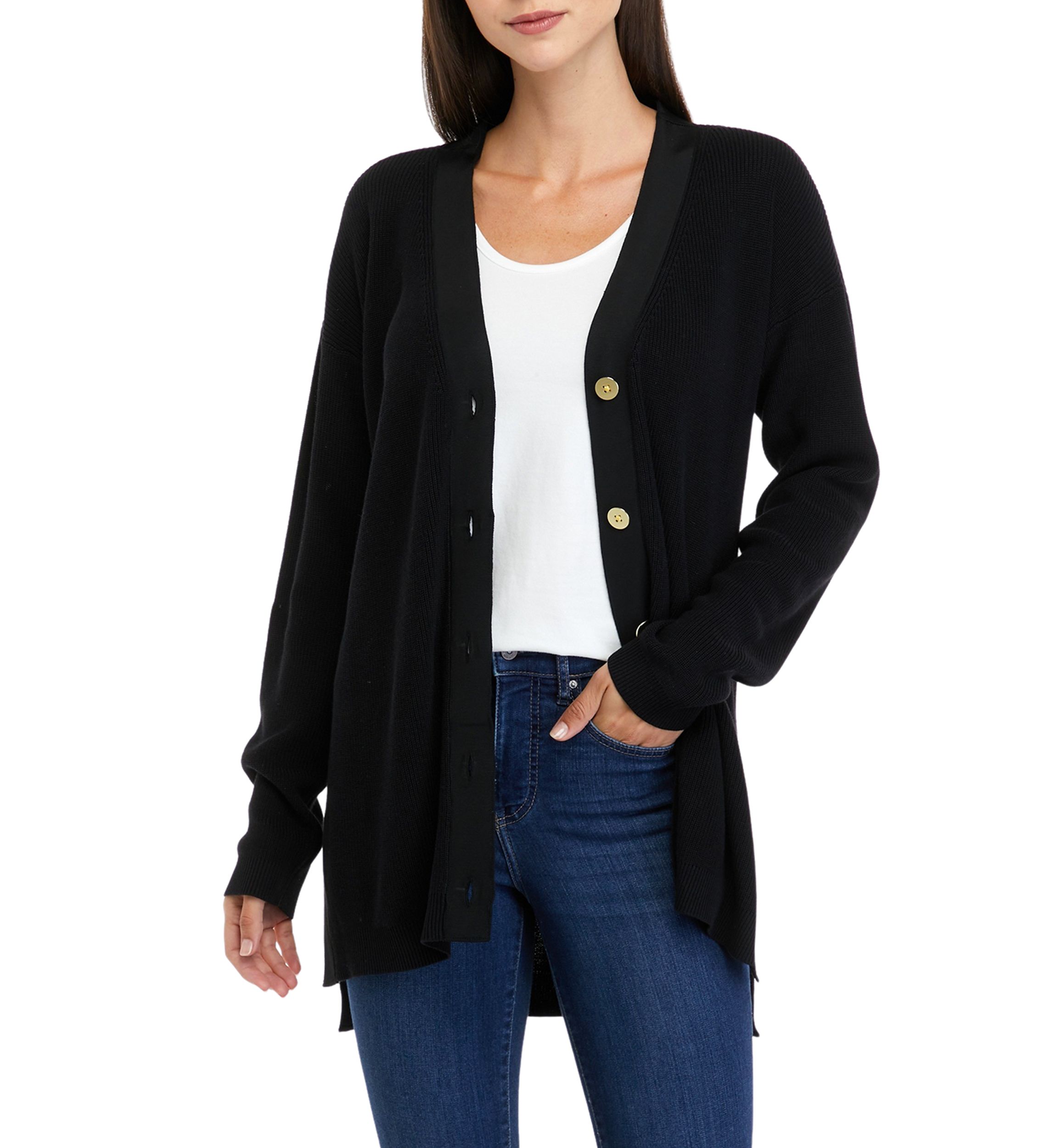 Womens Long Sleeve Button Front Cardigan 
