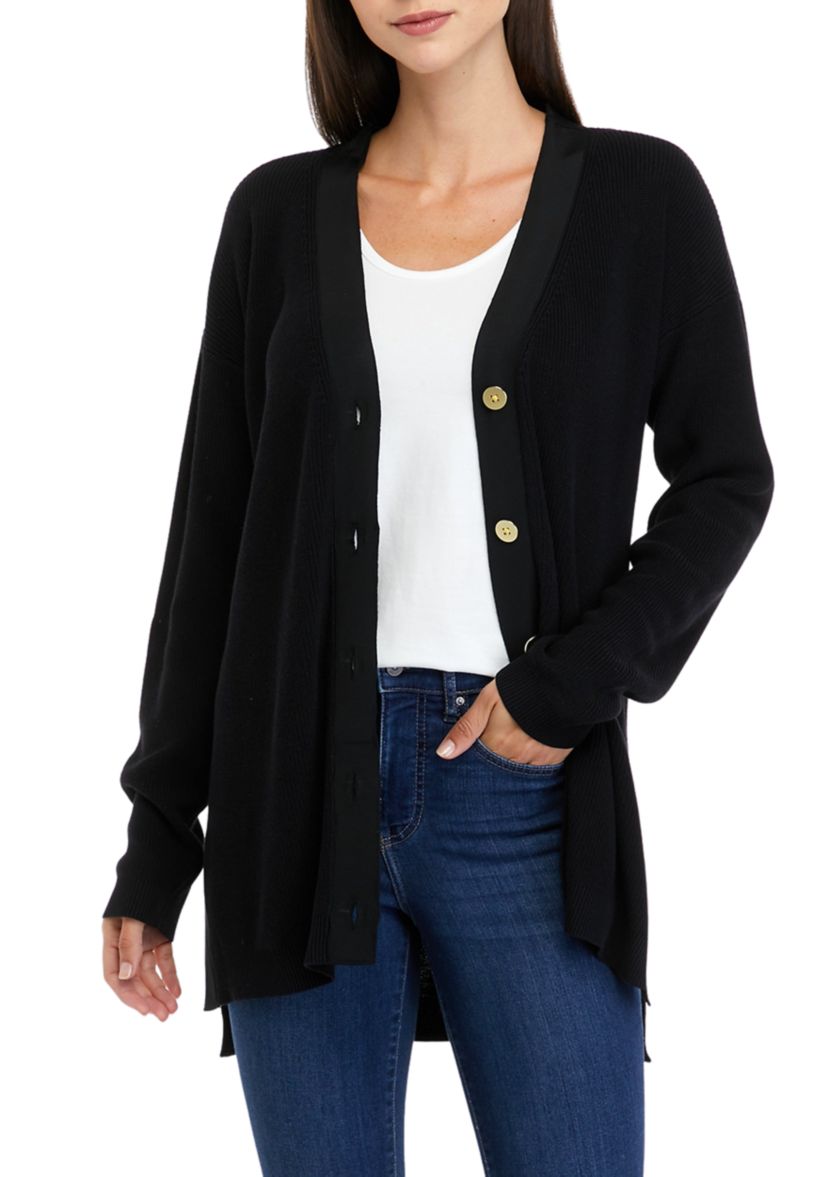 Womens Long Sleeve Button Front Cardigan 