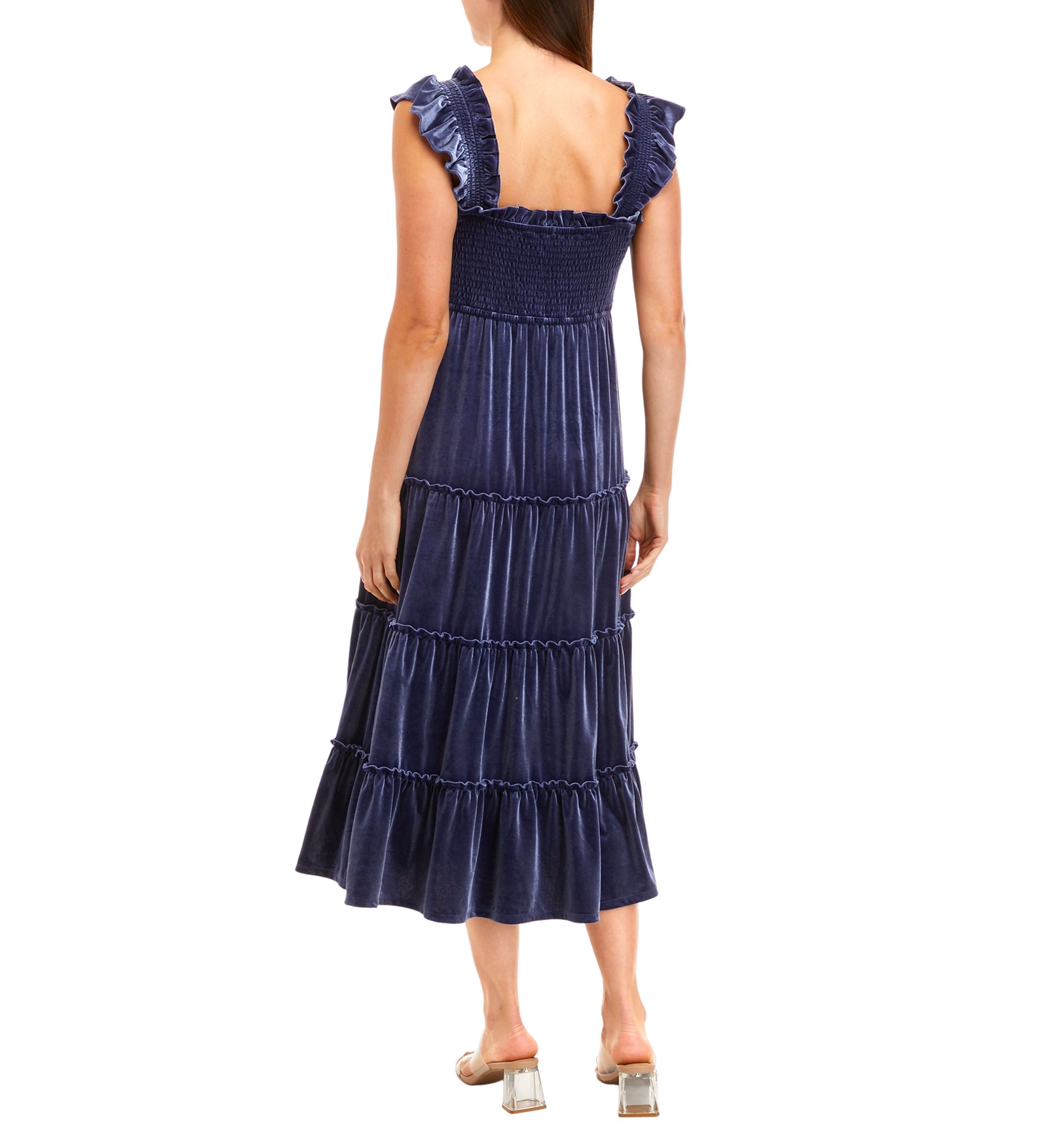Womens Velvet Smocked Dress