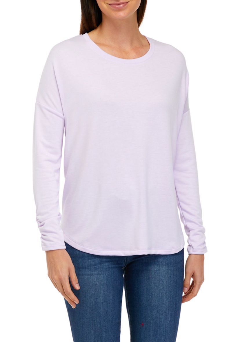 Womens Long Sleeve Terry Solid T-Shirt