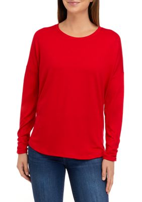 Womens Long Sleeve Terry Solid T-Shirt