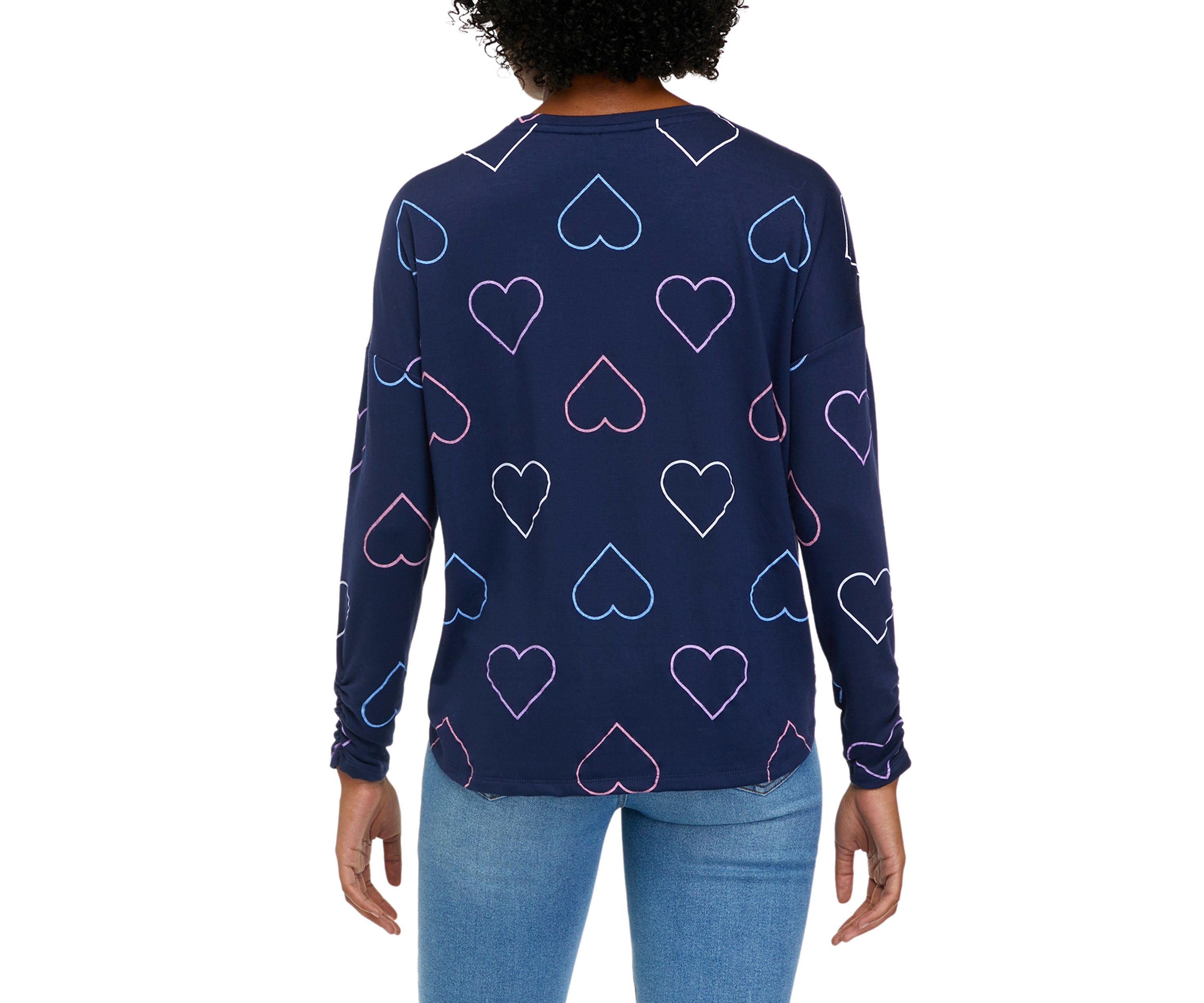Womens Long Sleeve Printed Terry T-Shirt