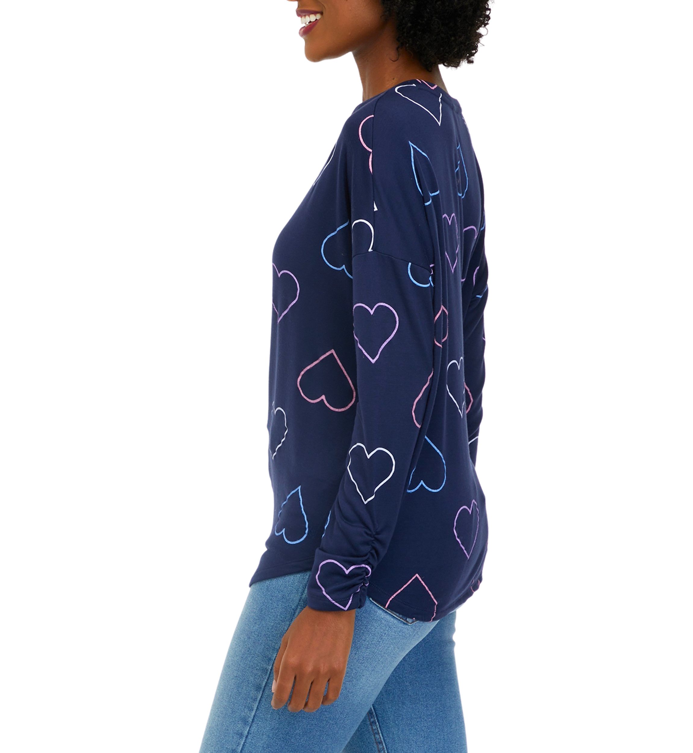 Womens Long Sleeve Printed Terry T-Shirt