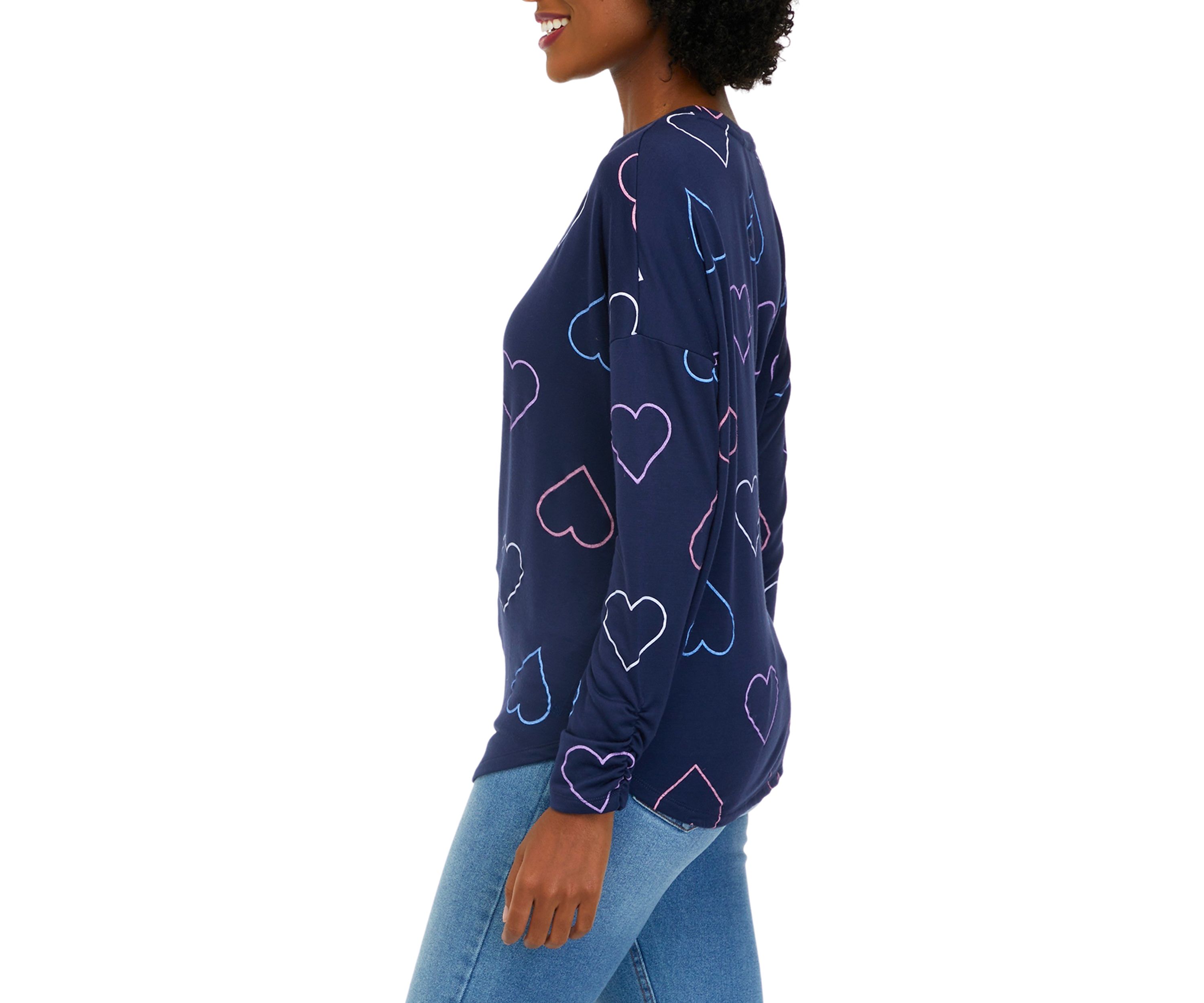 Womens Long Sleeve Printed Terry T-Shirt