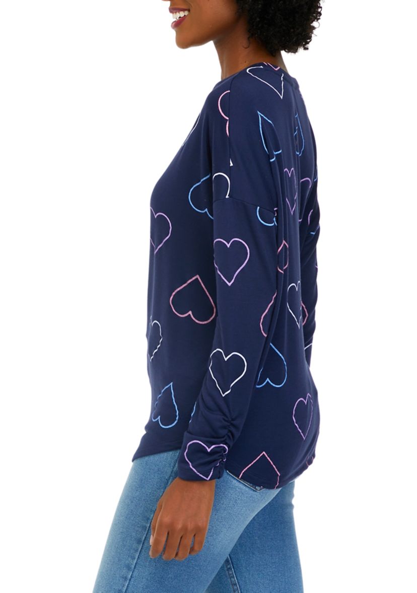 Womens Long Sleeve Printed Terry T-Shirt
