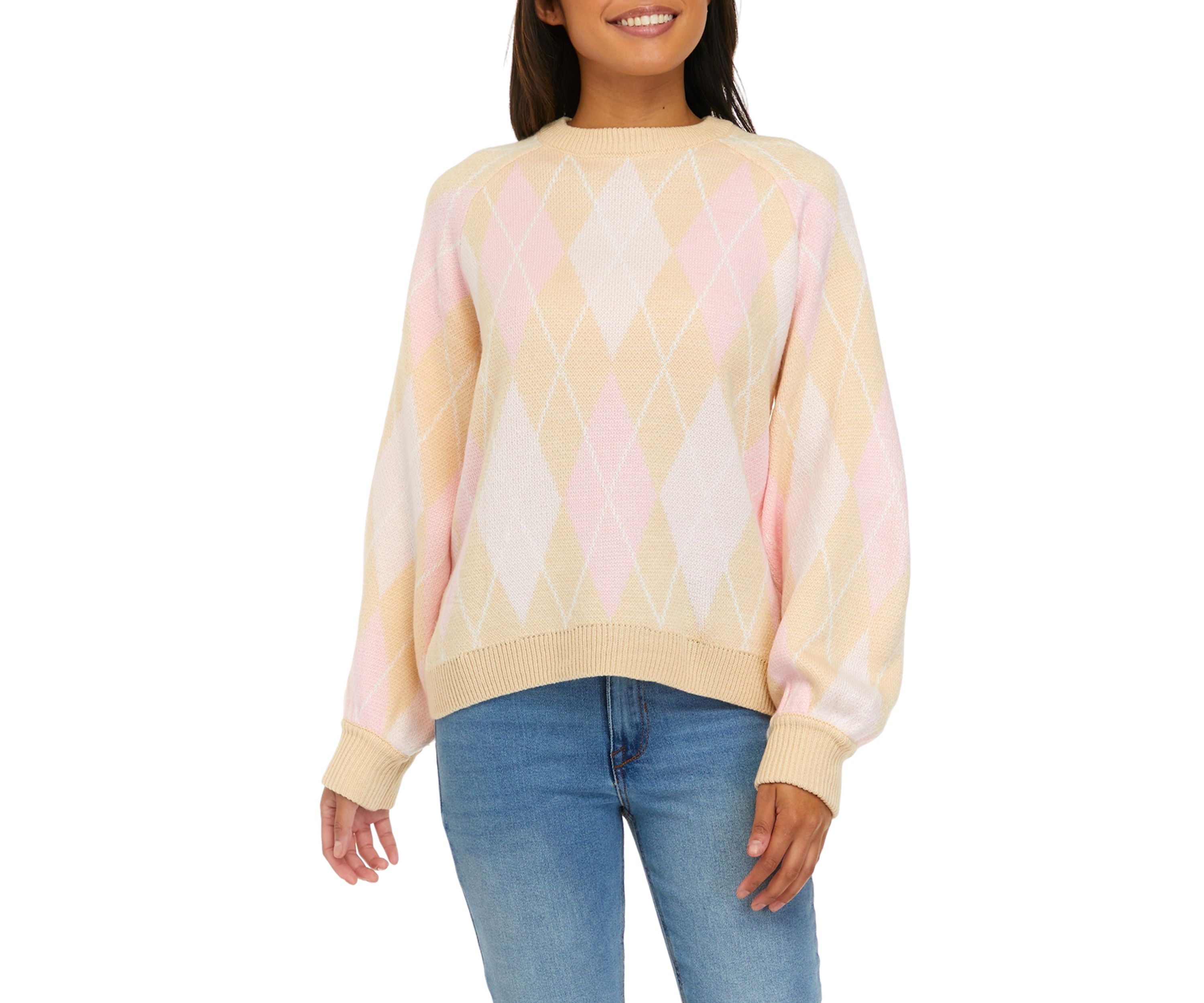 Womens Long Sleeve Fairisle Jacquard Crew Neck Sweater