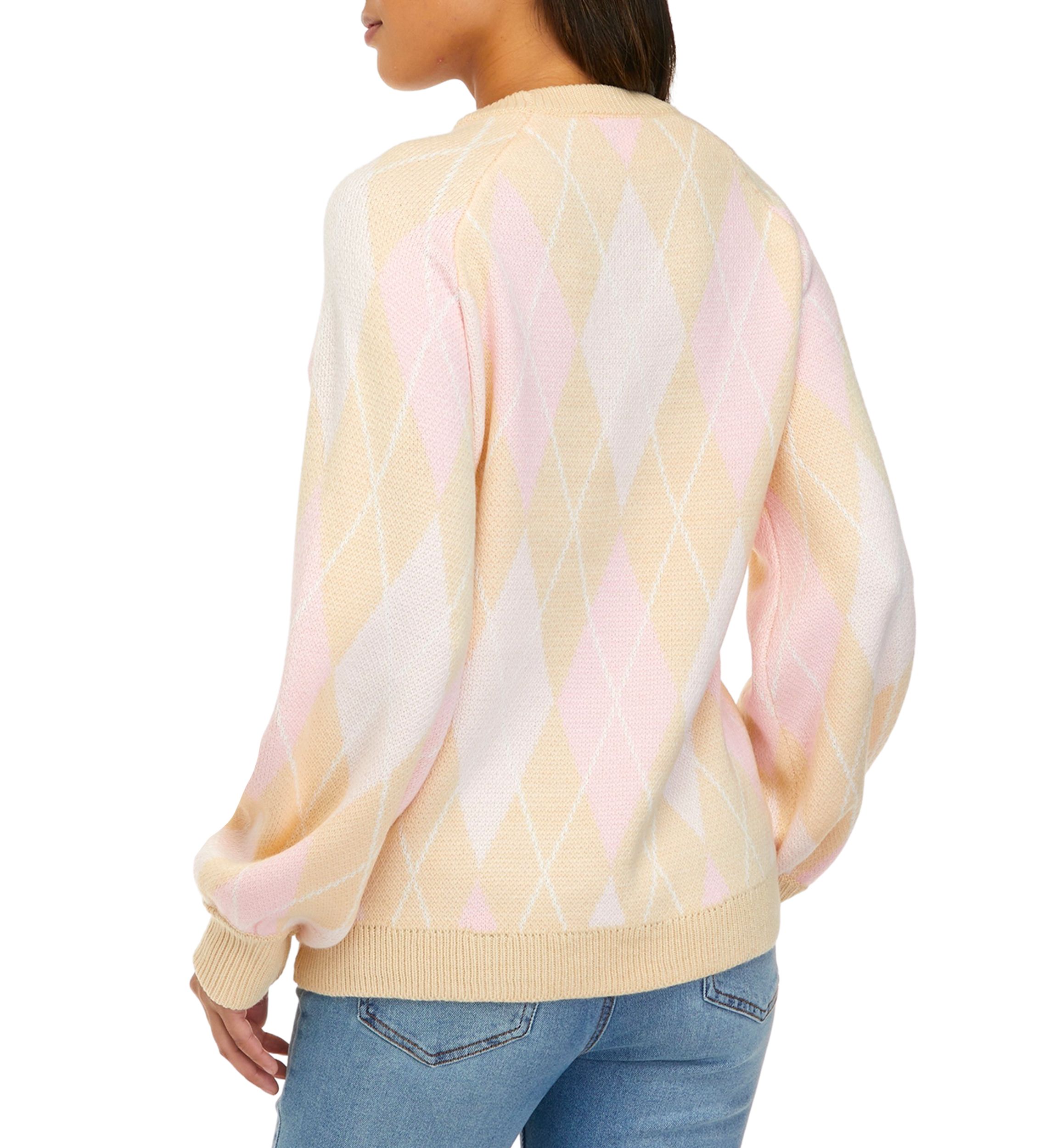 Womens Long Sleeve Fairisle Jacquard Crew Neck Sweater