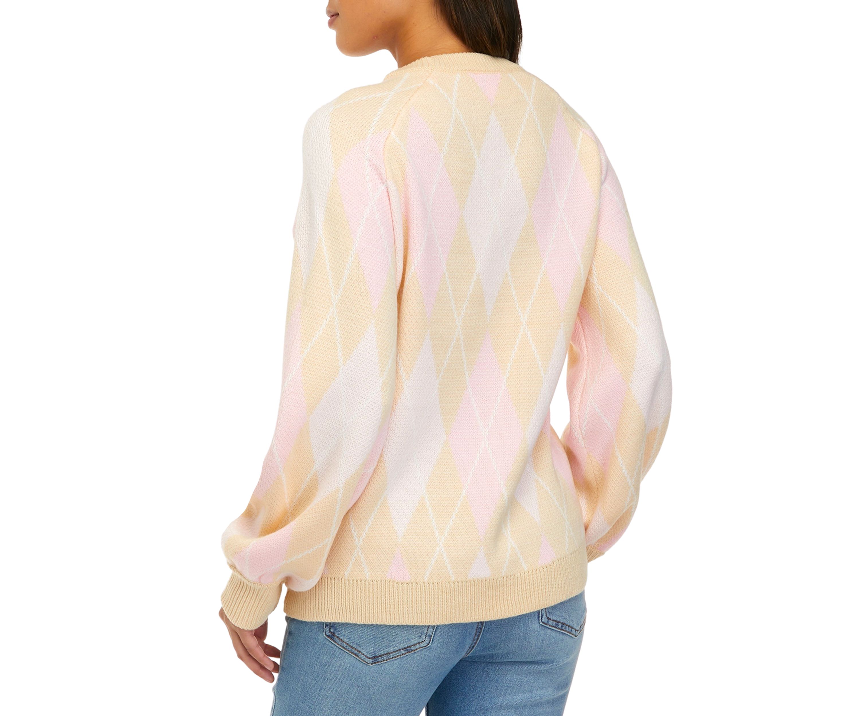 Womens Long Sleeve Fairisle Jacquard Crew Neck Sweater