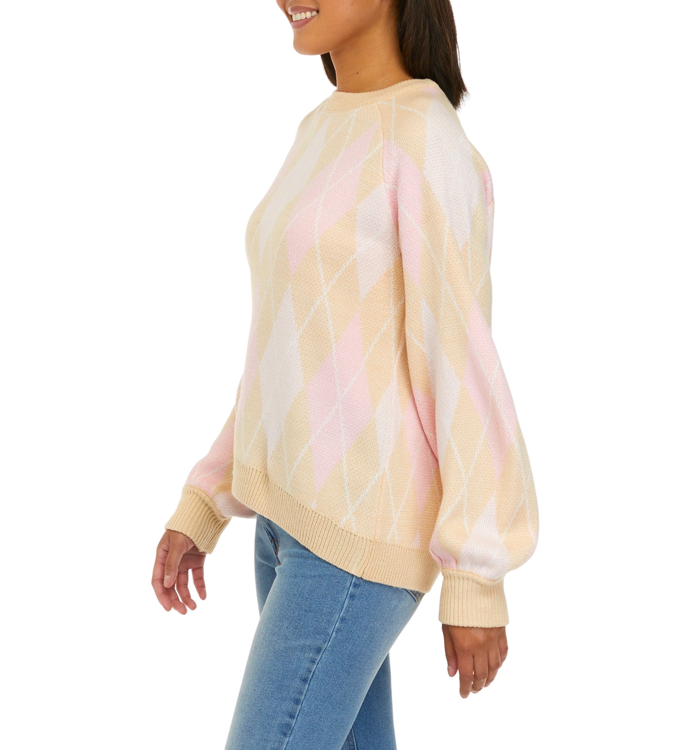 Womens Long Sleeve Fairisle Jacquard Crew Neck Sweater