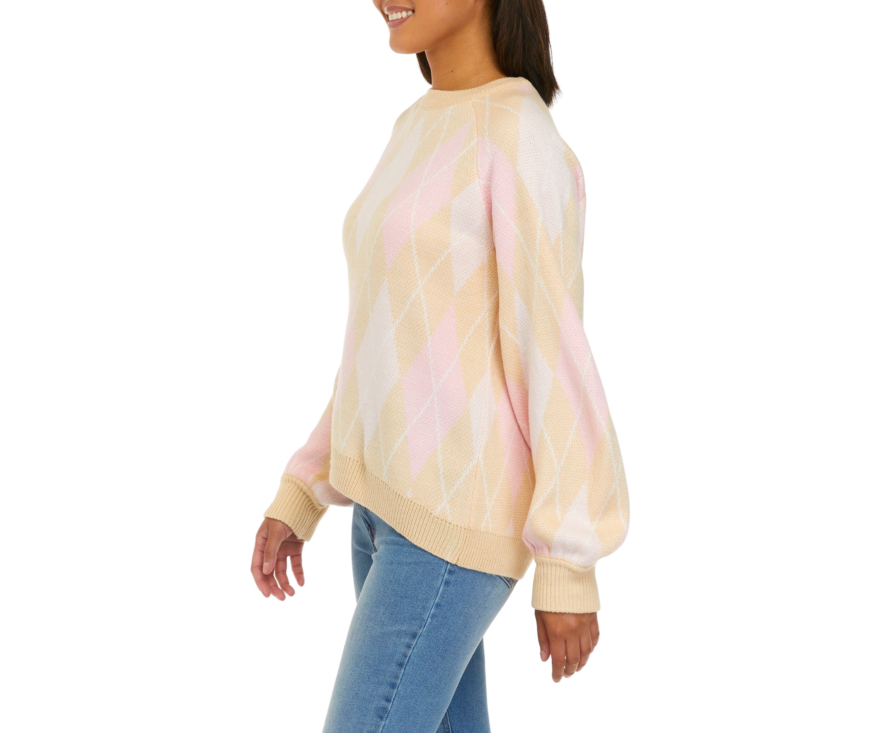 Womens Long Sleeve Fairisle Jacquard Crew Neck Sweater