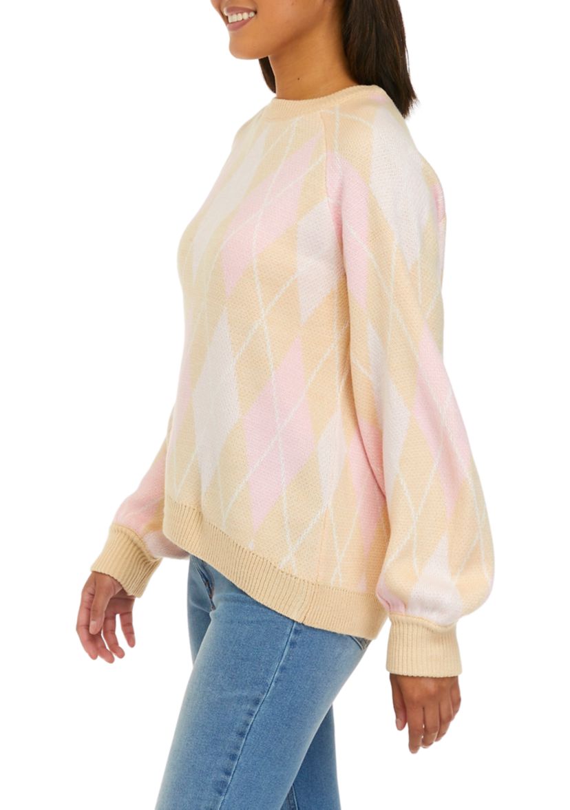 Womens Long Sleeve Fairisle Jacquard Crew Neck Sweater