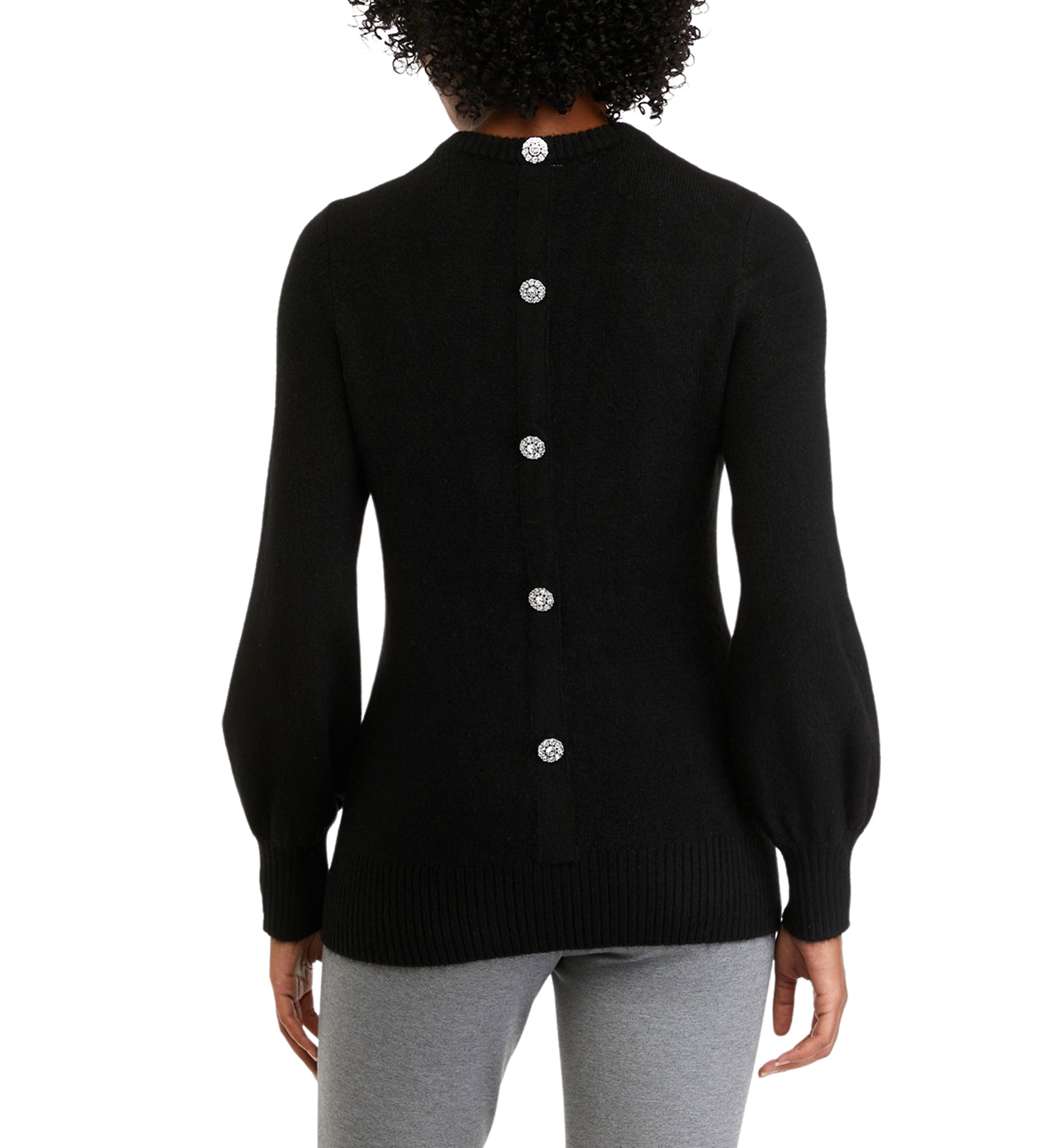 Womens Long Sleeve Jewel Button Back Sweater