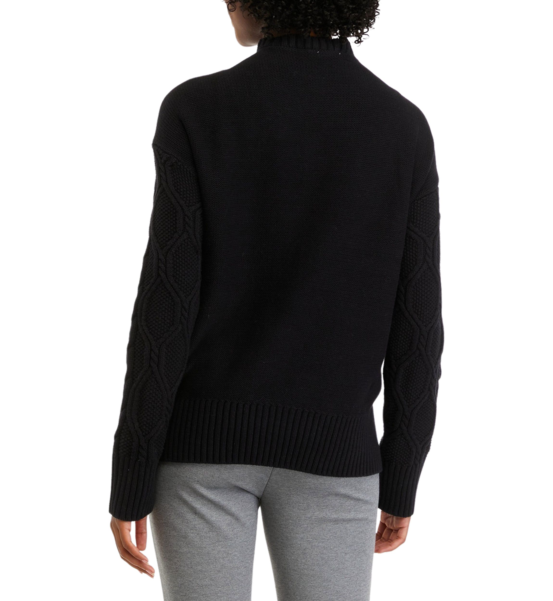 Womens Long Sleeve Pearl Cable Knit Sweater