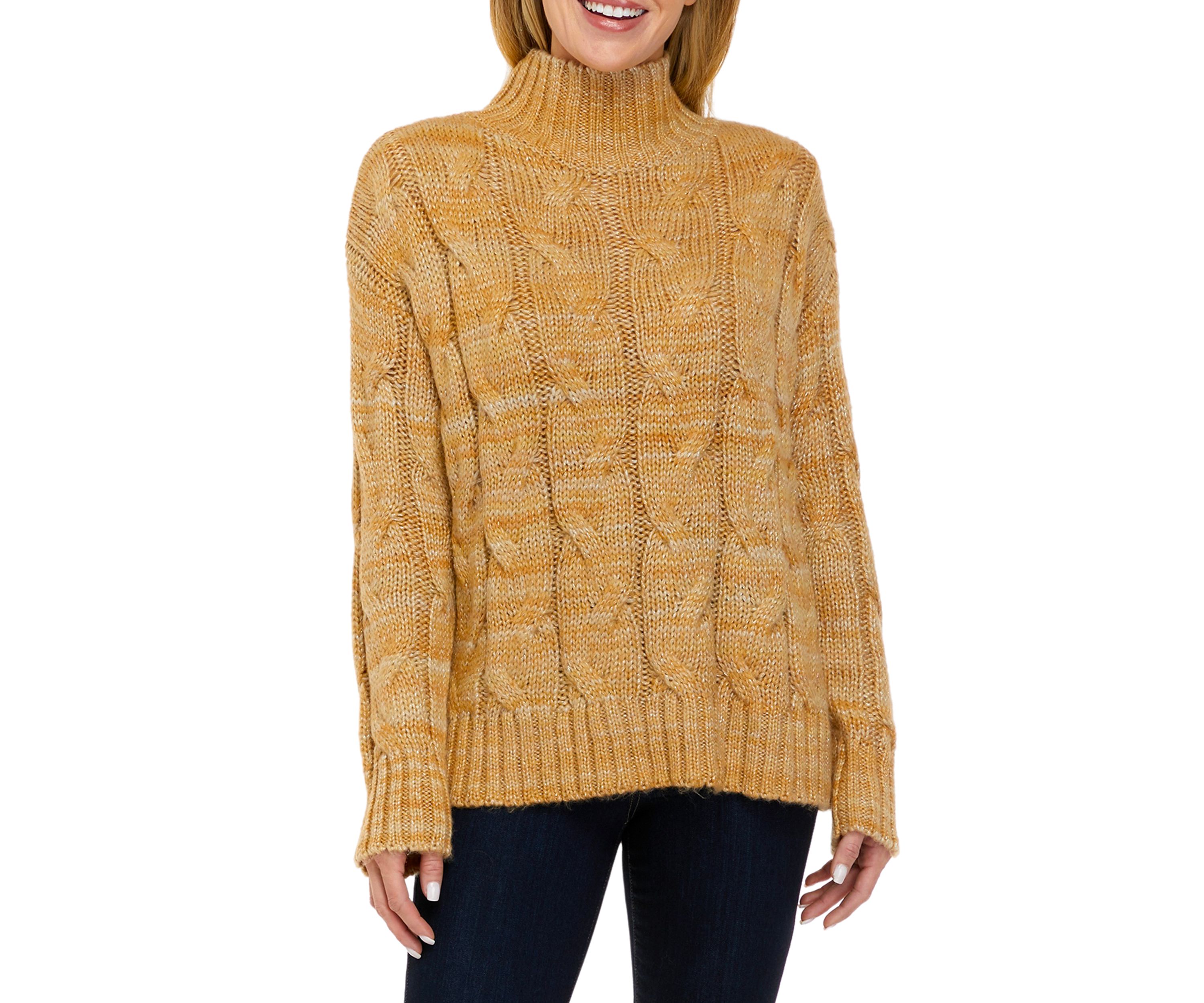 Womens Cable Turtleneck Sweater