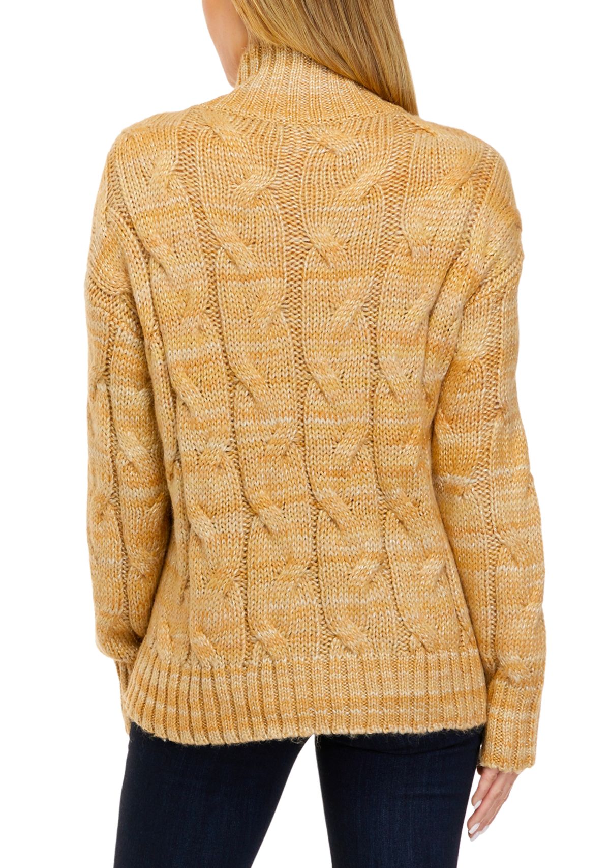 Womens Cable Turtleneck Sweater