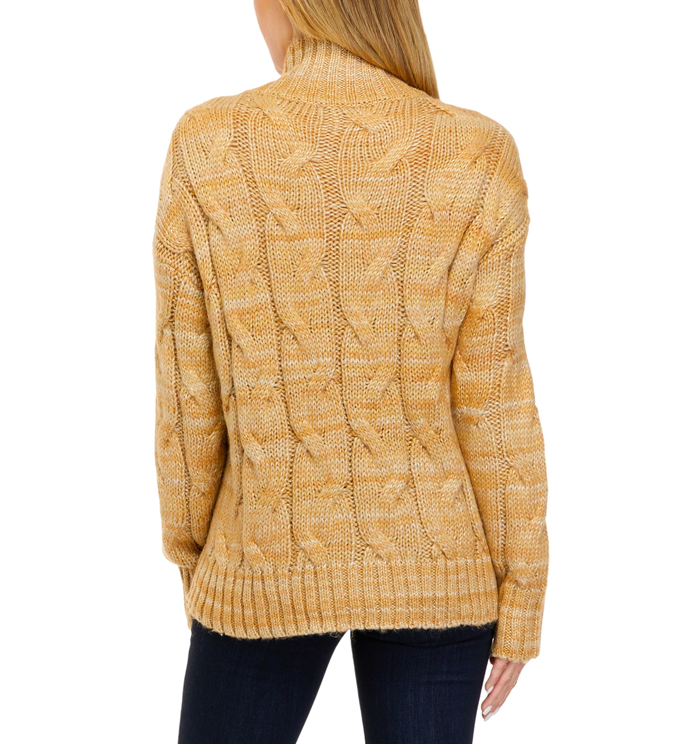 Womens Cable Turtleneck Sweater