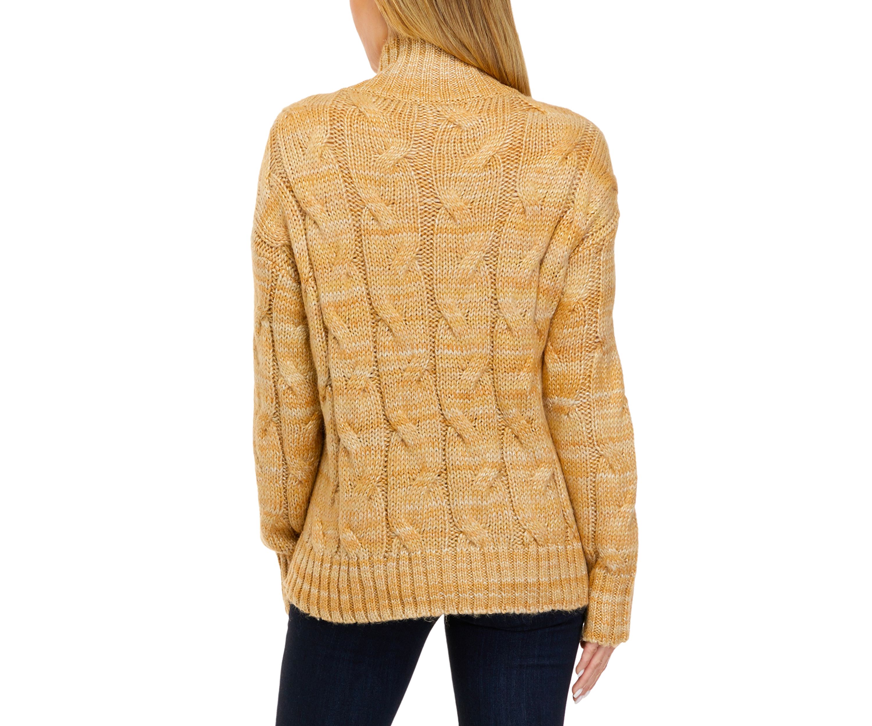 Womens Cable Turtleneck Sweater