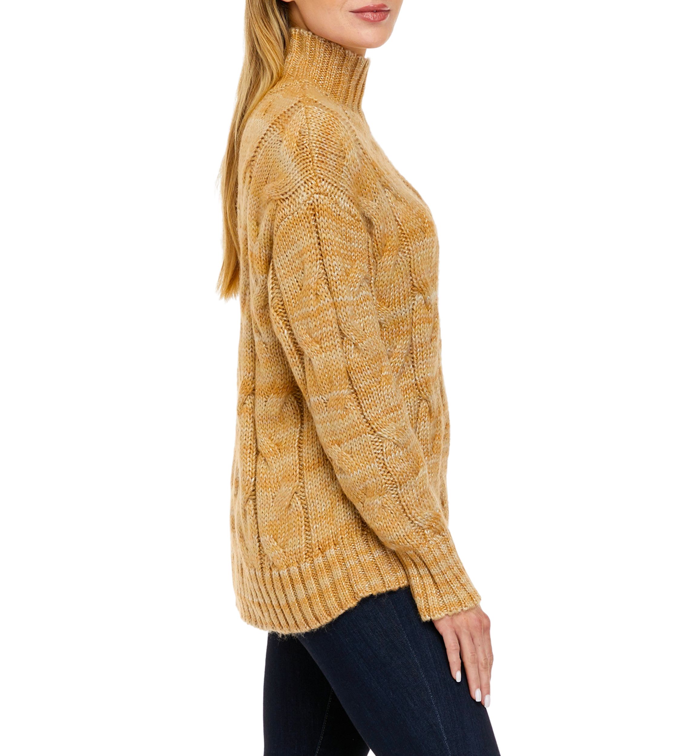 Womens Cable Turtleneck Sweater
