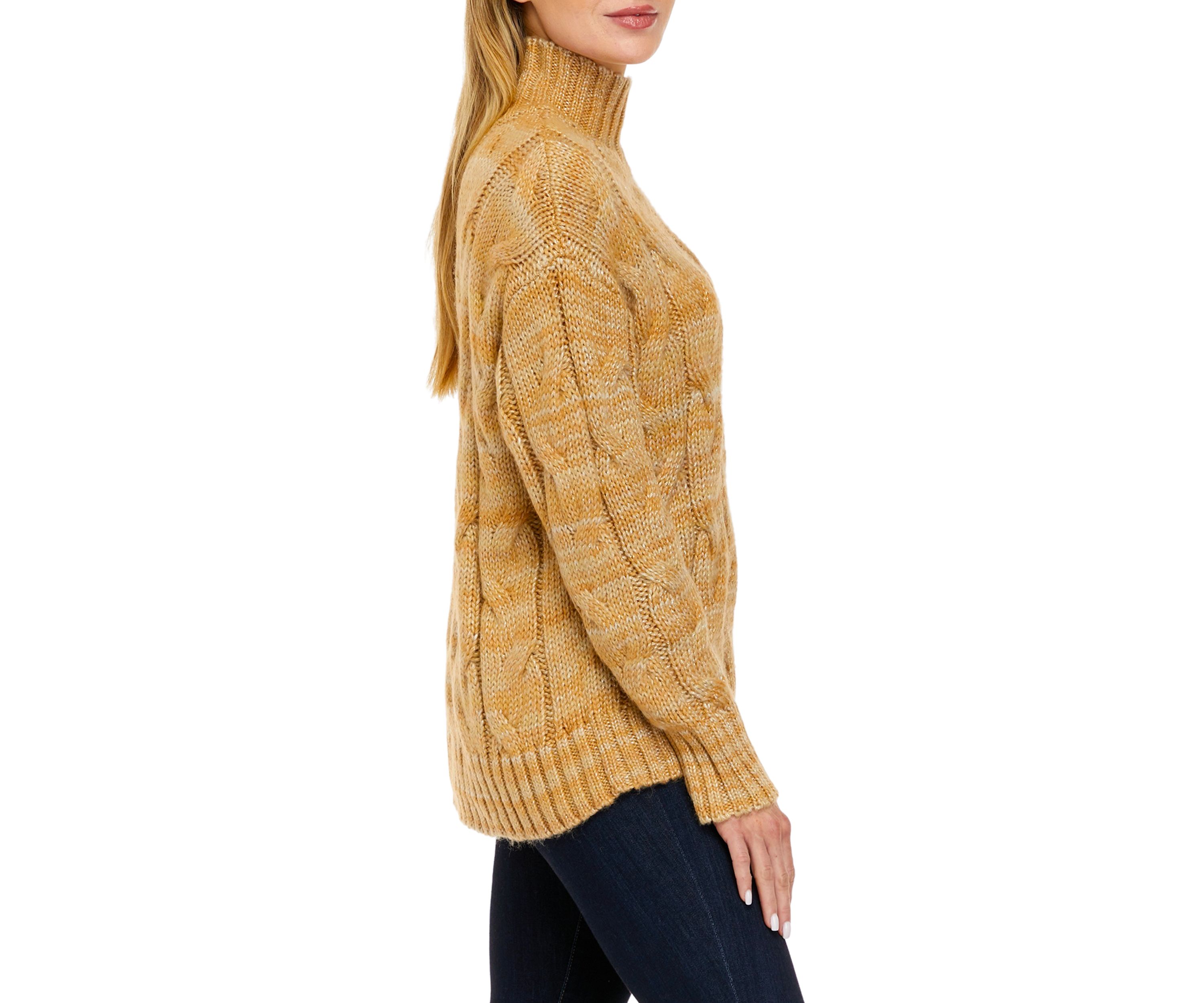 Womens Cable Turtleneck Sweater