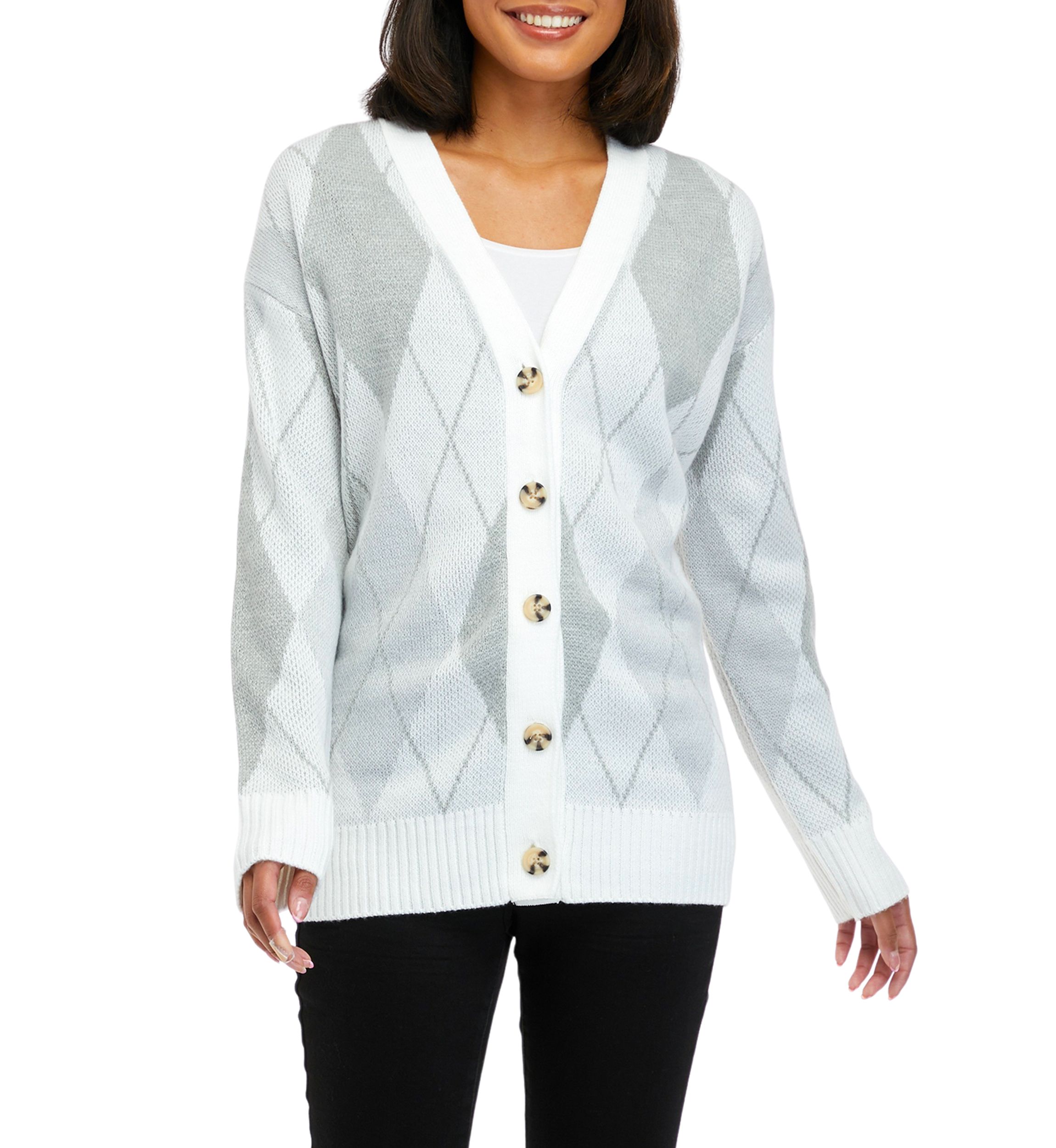 Womens Long Sleeve Jacquard Cardigan