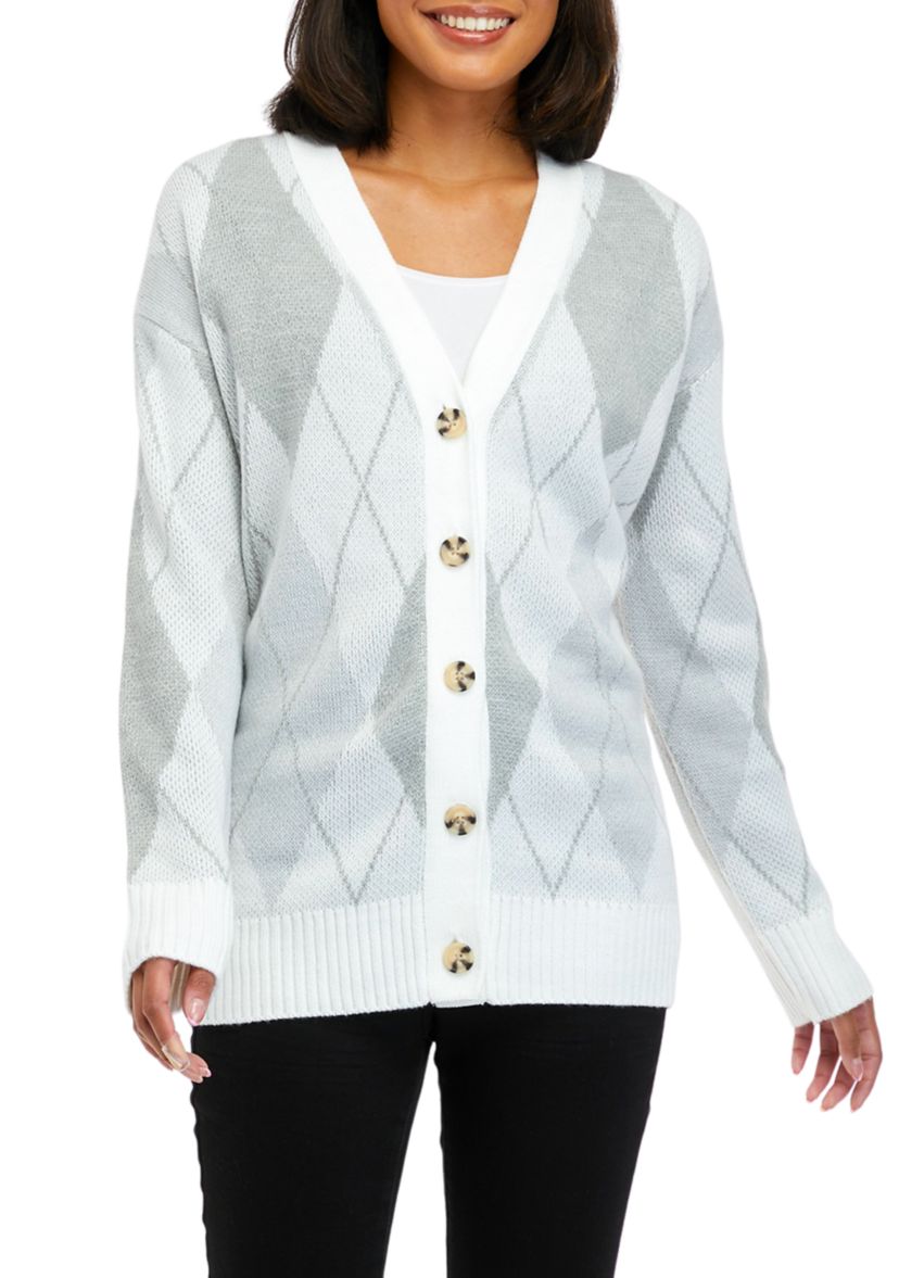Womens Long Sleeve Jacquard Cardigan
