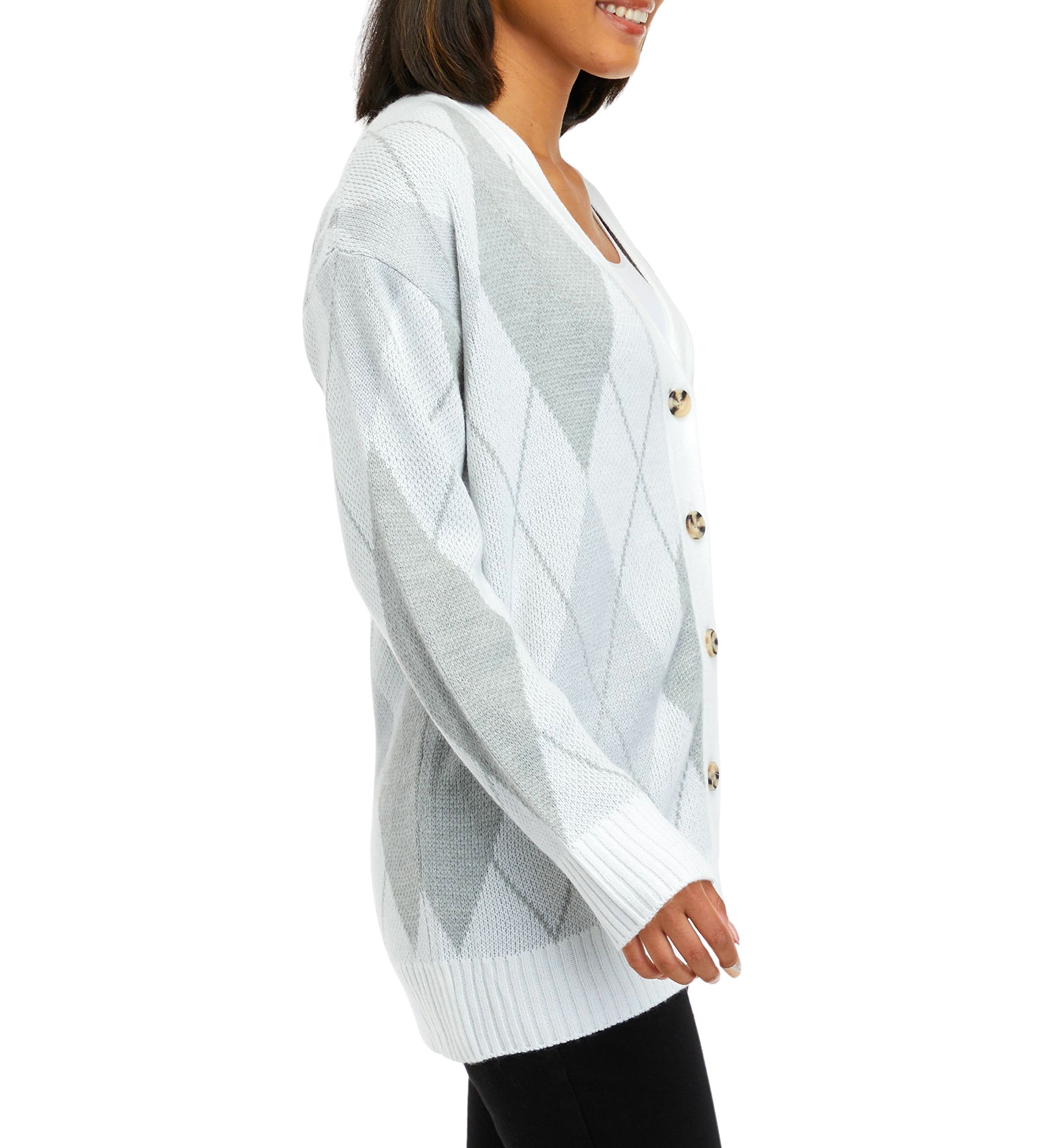 Womens Long Sleeve Jacquard Cardigan