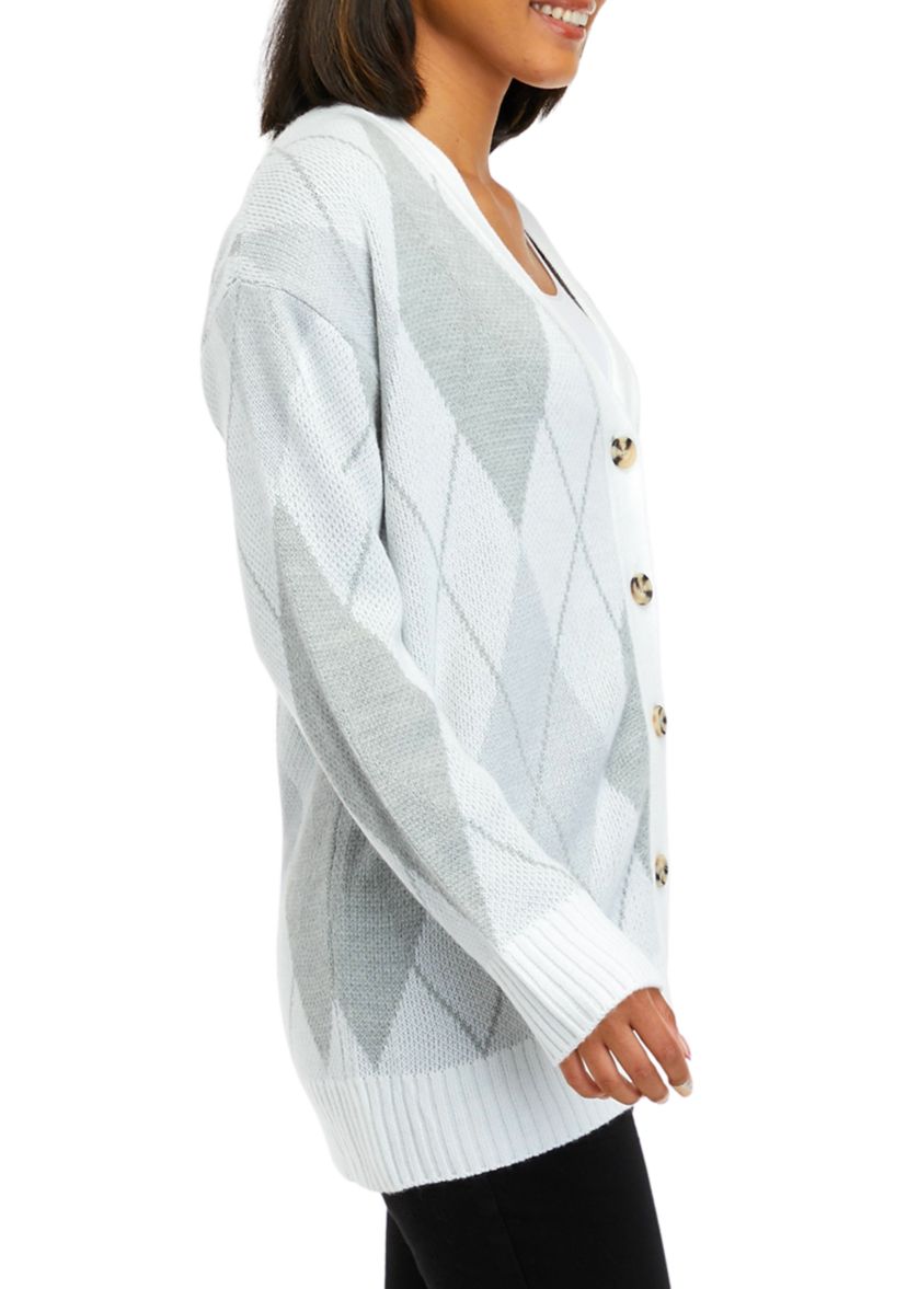 Womens Long Sleeve Jacquard Cardigan