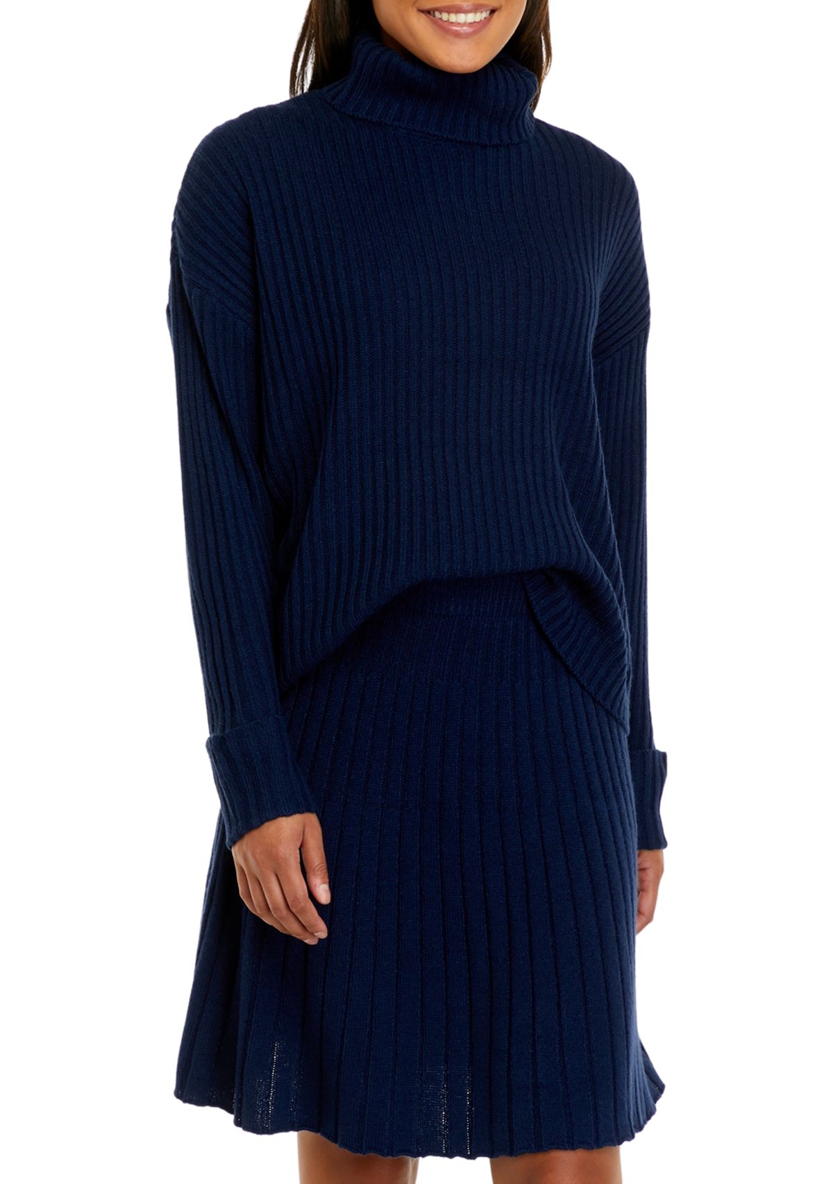 Womens Long Sleeve Ribbed Solid Sweater