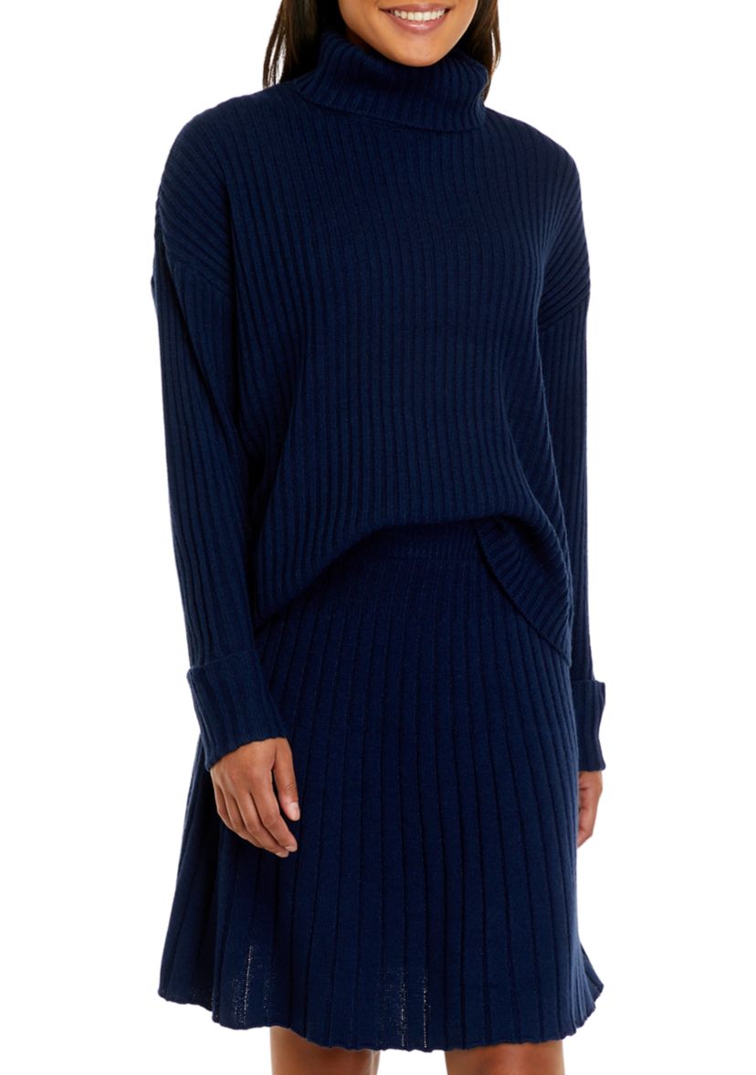 Womens Long Sleeve Ribbed Solid Sweater