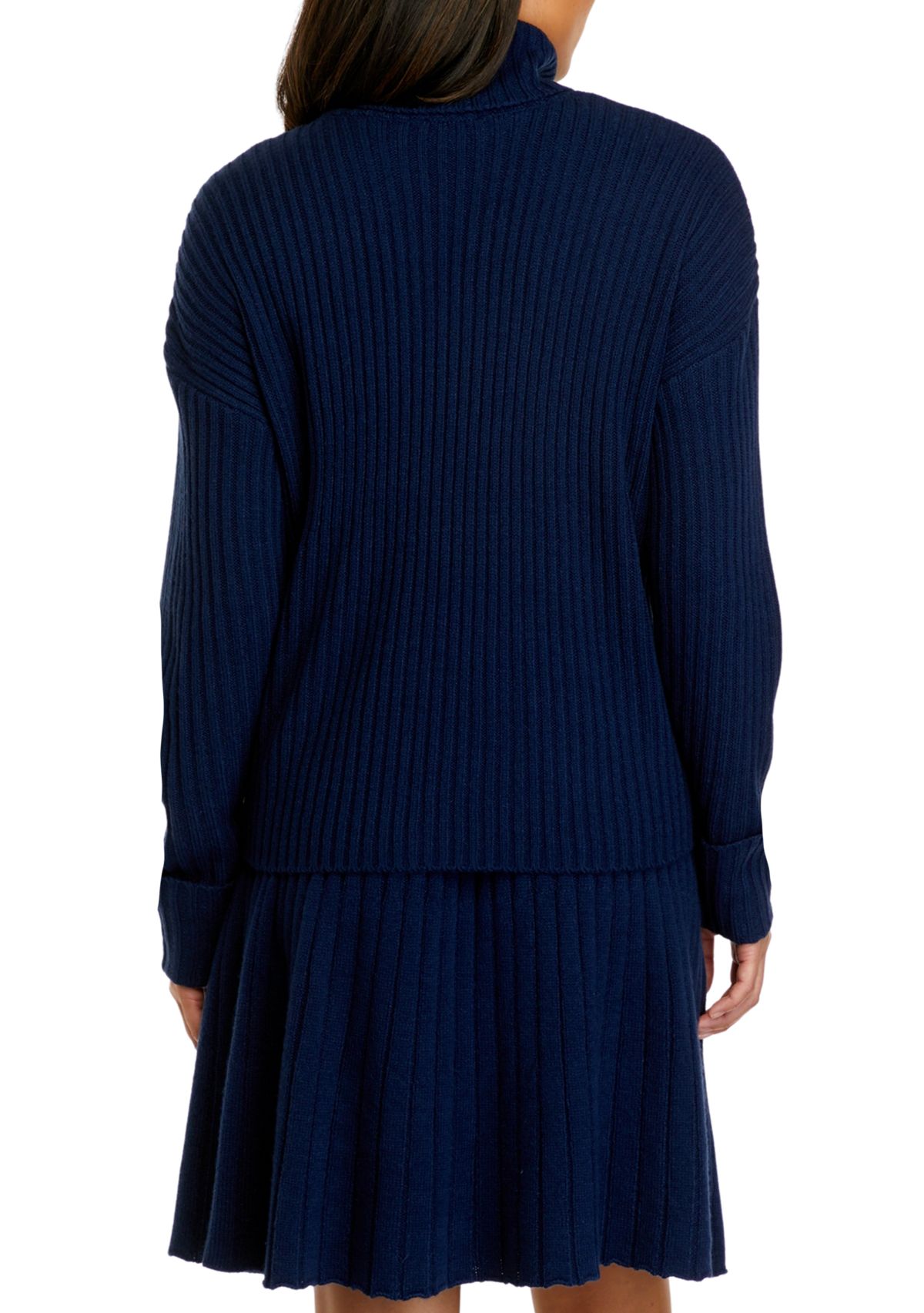 Womens Long Sleeve Ribbed Solid Sweater