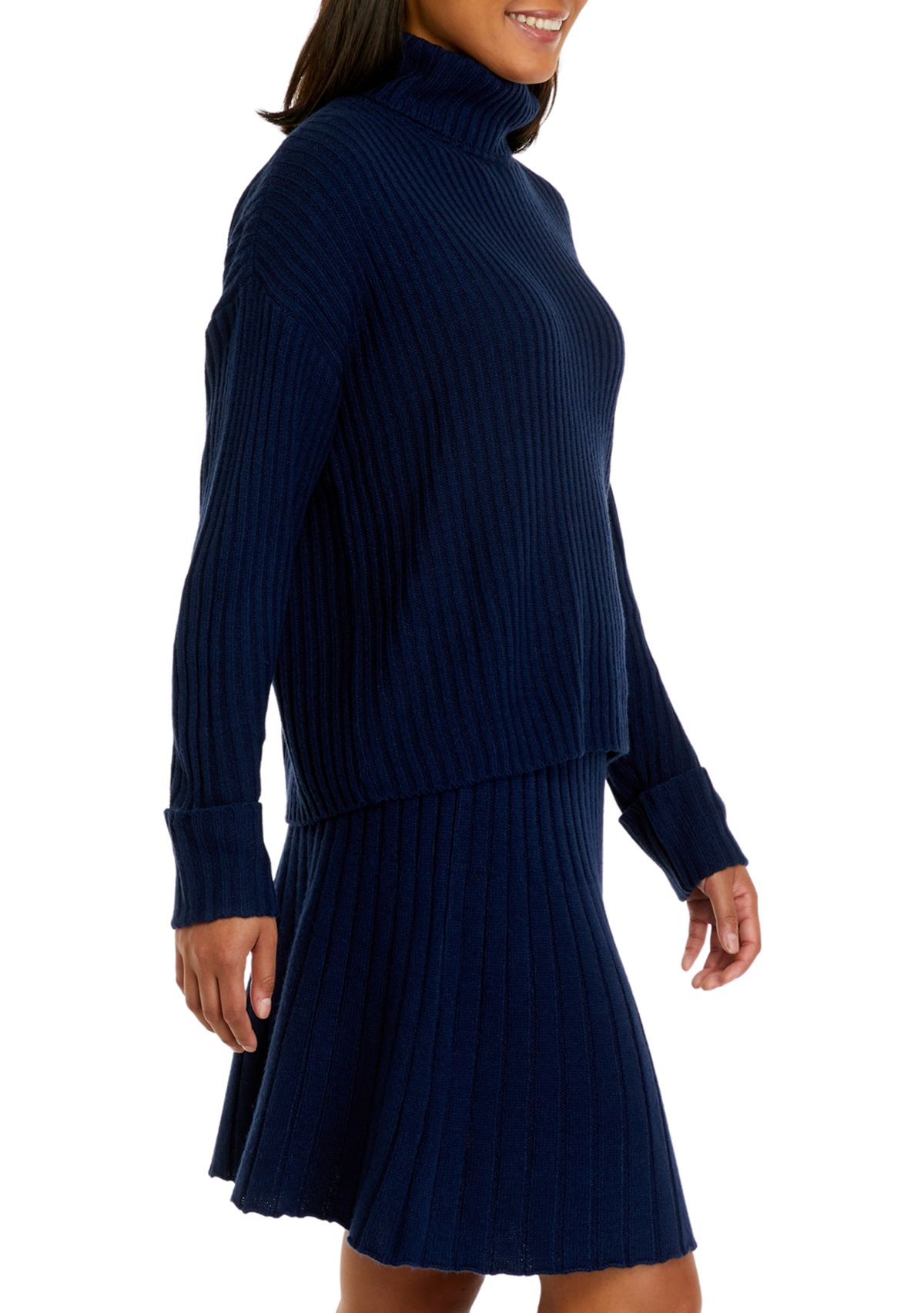 Womens Long Sleeve Ribbed Solid Sweater