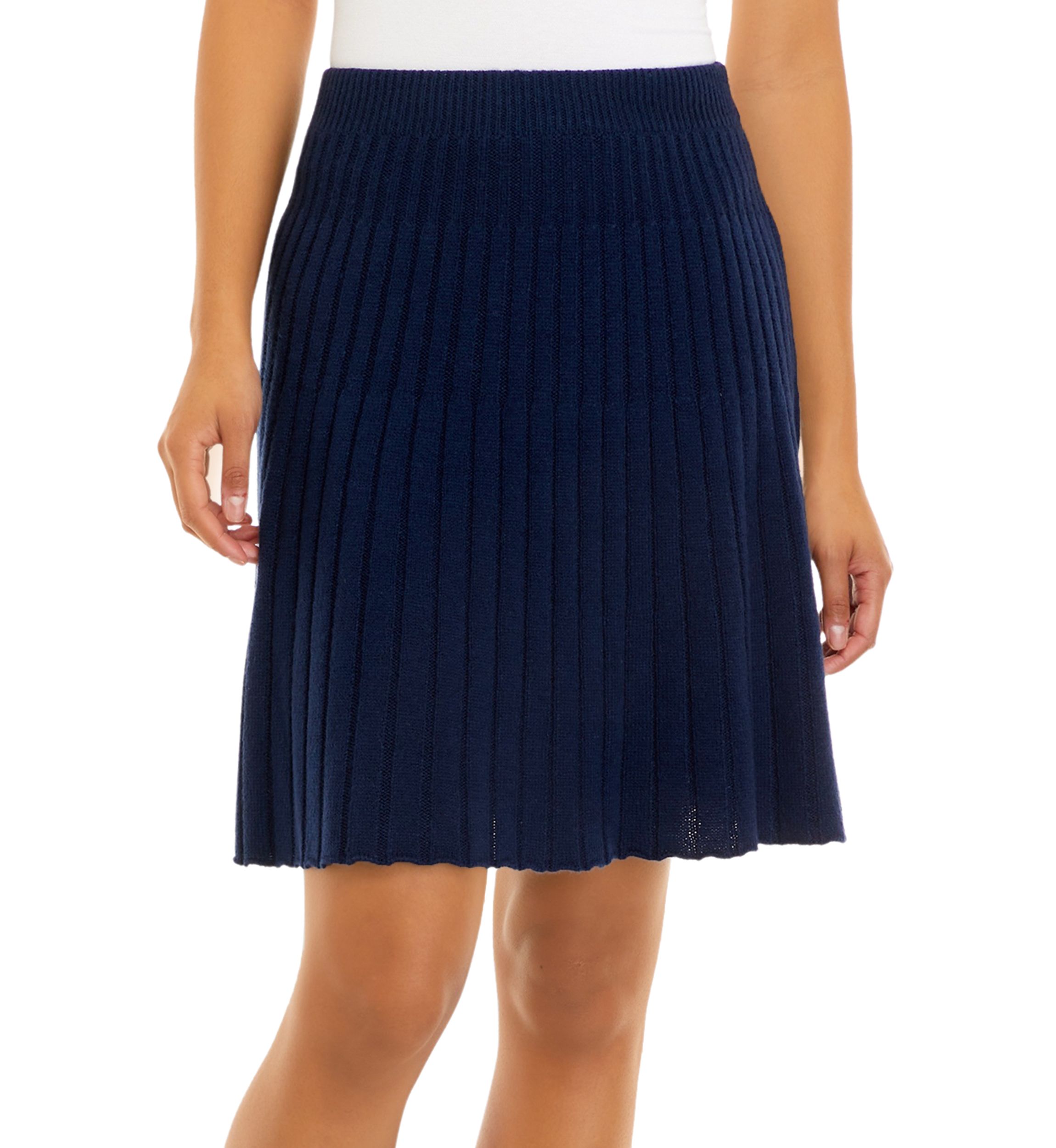 Womens Ribbed Pleated Skirt