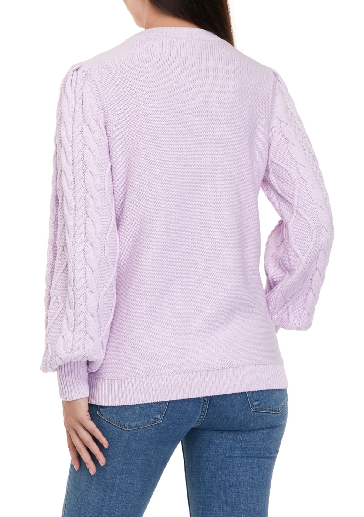 Womens Long Sleeve Heart Cable Sweater