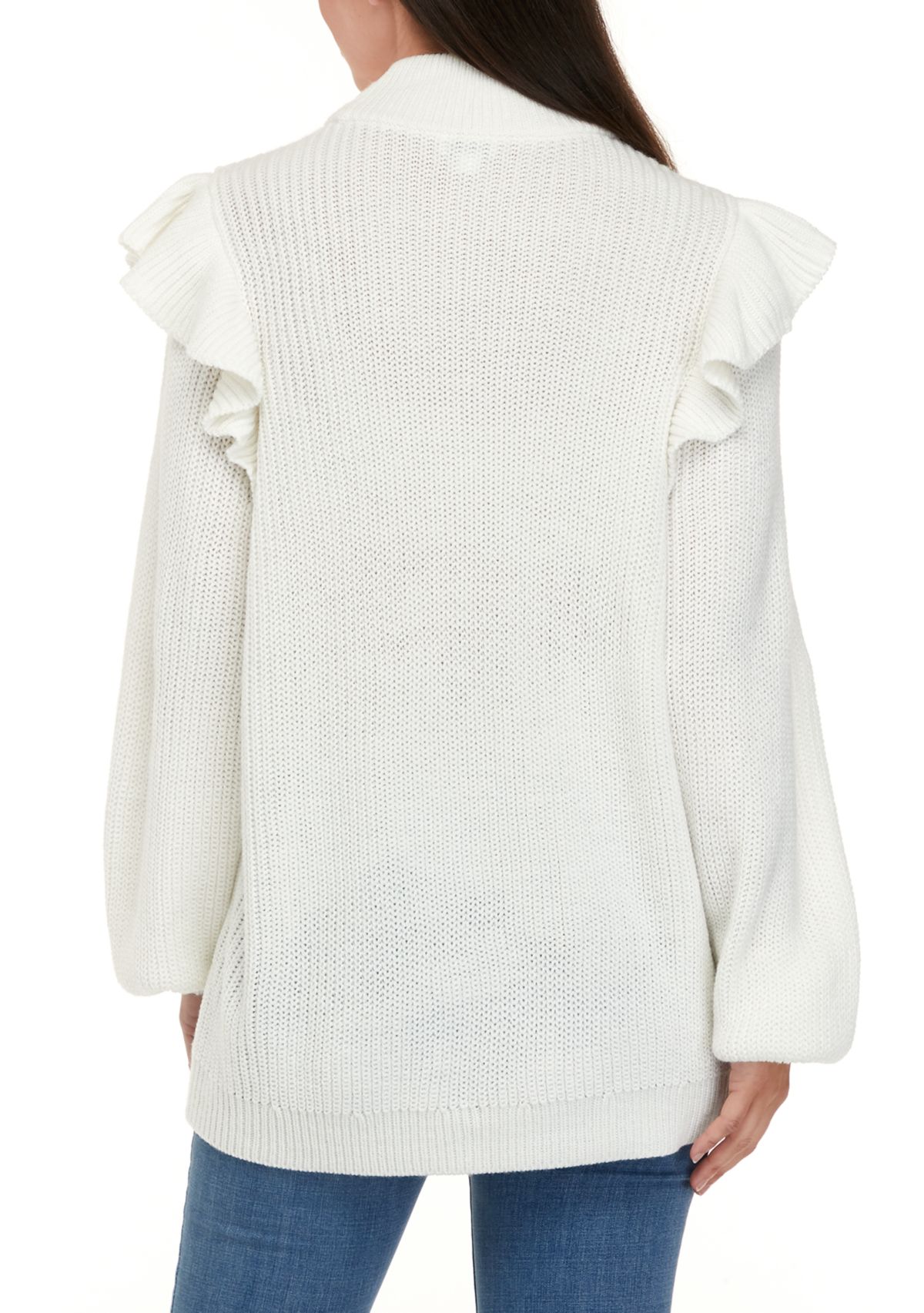 Womens Long Sleeve Ruffle Sweater
